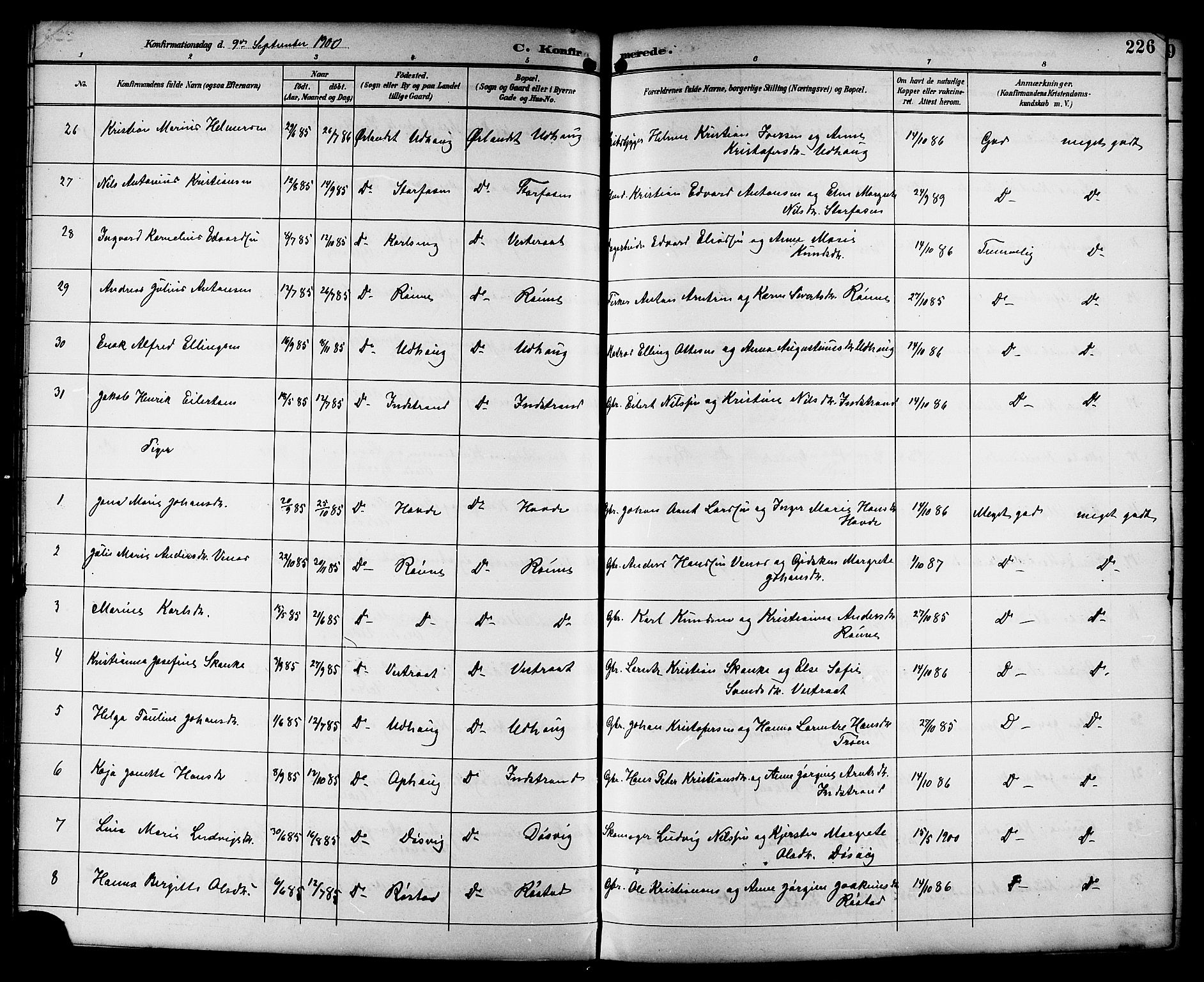 Ministerialprotokoller, klokkerbøker og fødselsregistre - Sør-Trøndelag, AV/SAT-A-1456/659/L0746: Klokkerbok nr. 659C03, 1893-1912, s. 226