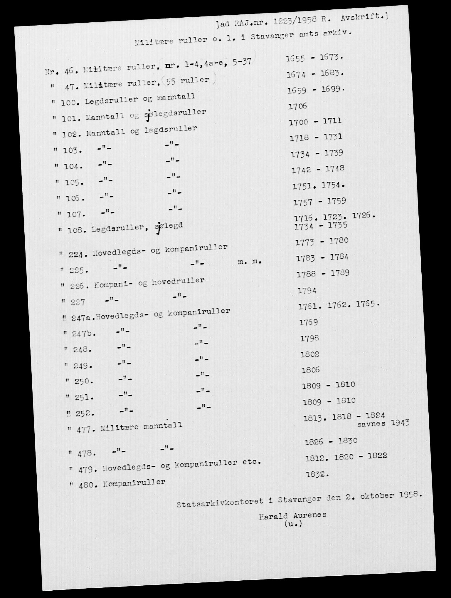 Fylkesmannen i Rogaland, SAST/A-101928/99/3/325/325CA, 1655-1832, s. 2874