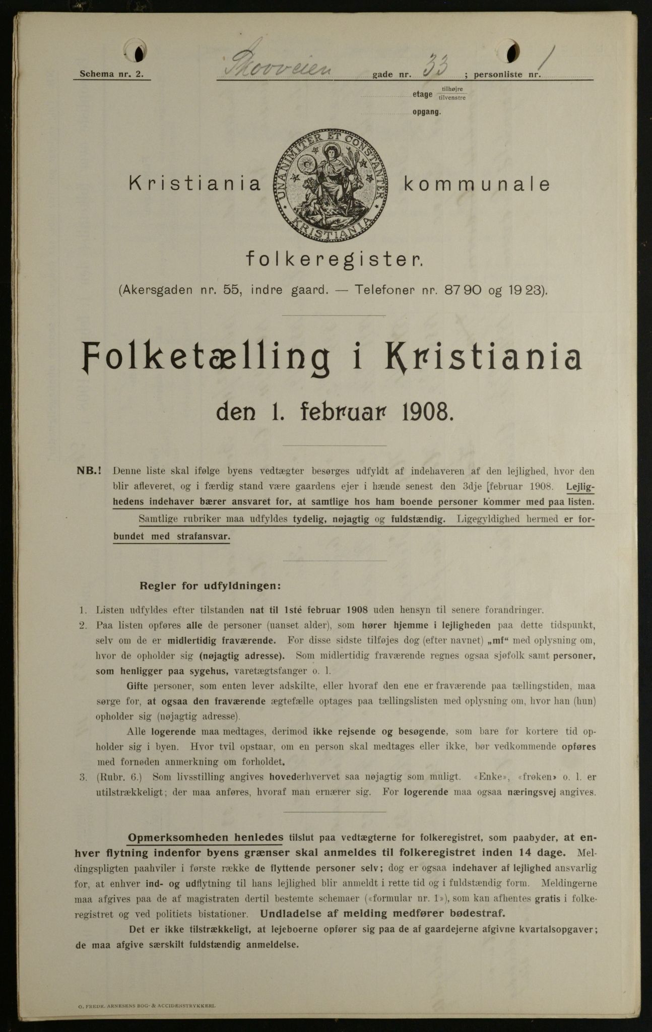 OBA, Kommunal folketelling 1.2.1908 for Kristiania kjøpstad, 1908, s. 87152