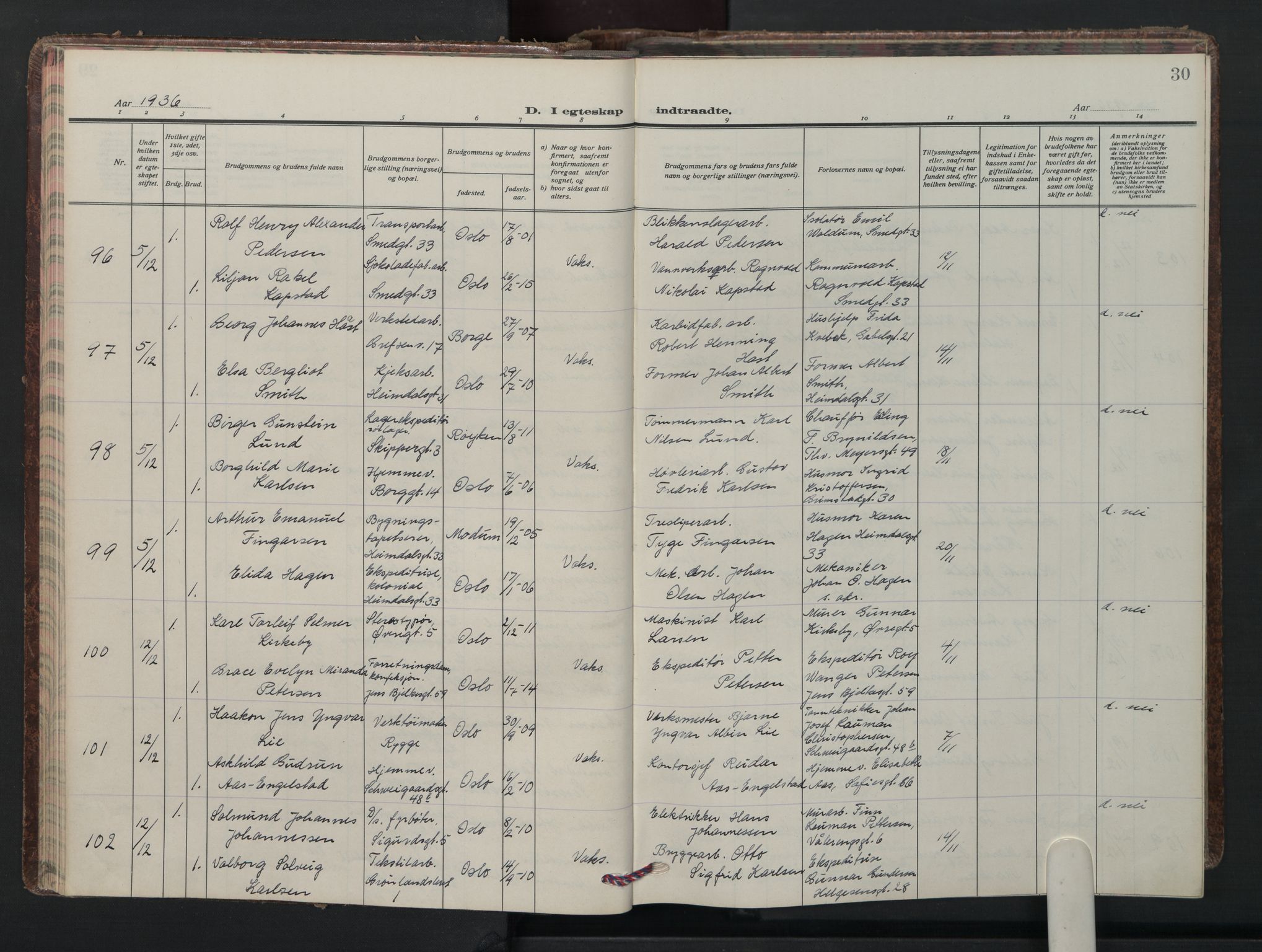 Grønland prestekontor Kirkebøker, AV/SAO-A-10848/F/Fa/L0020: Ministerialbok nr. 20, 1935-1946, s. 30