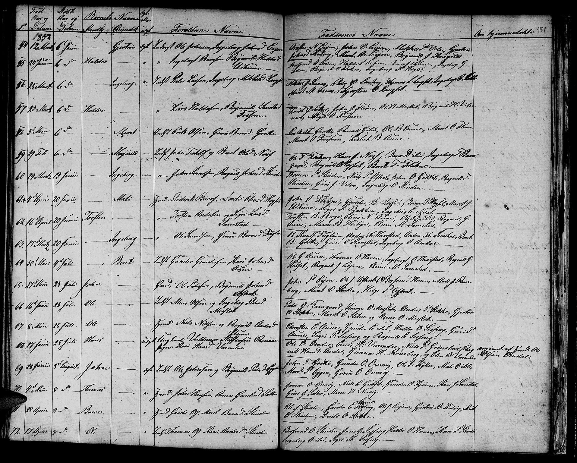 Ministerialprotokoller, klokkerbøker og fødselsregistre - Sør-Trøndelag, SAT/A-1456/695/L1154: Klokkerbok nr. 695C05, 1842-1858, s. 184