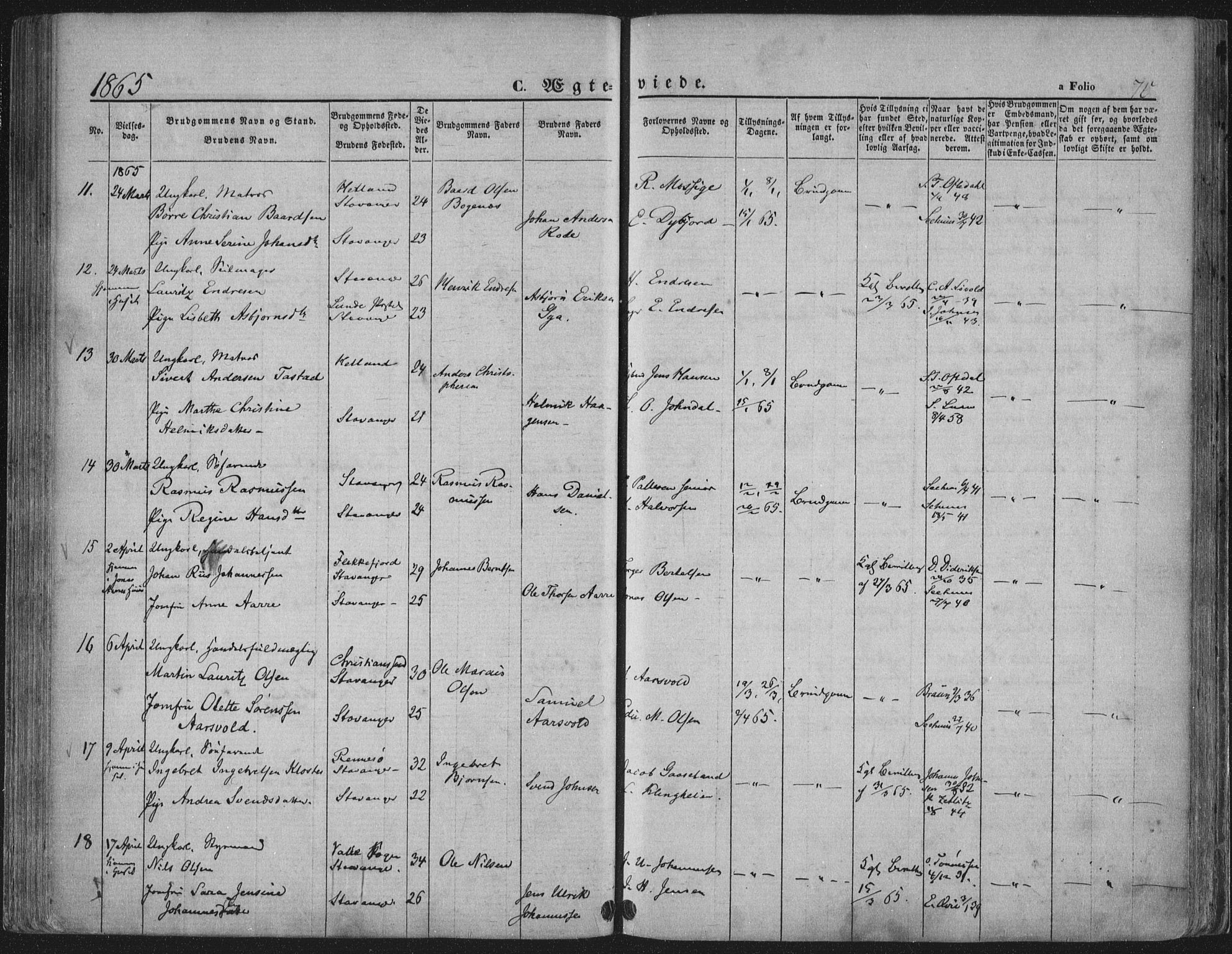 Domkirken sokneprestkontor, SAST/A-101812/001/30/30BA/L0019: Ministerialbok nr. A 18, 1857-1877, s. 70