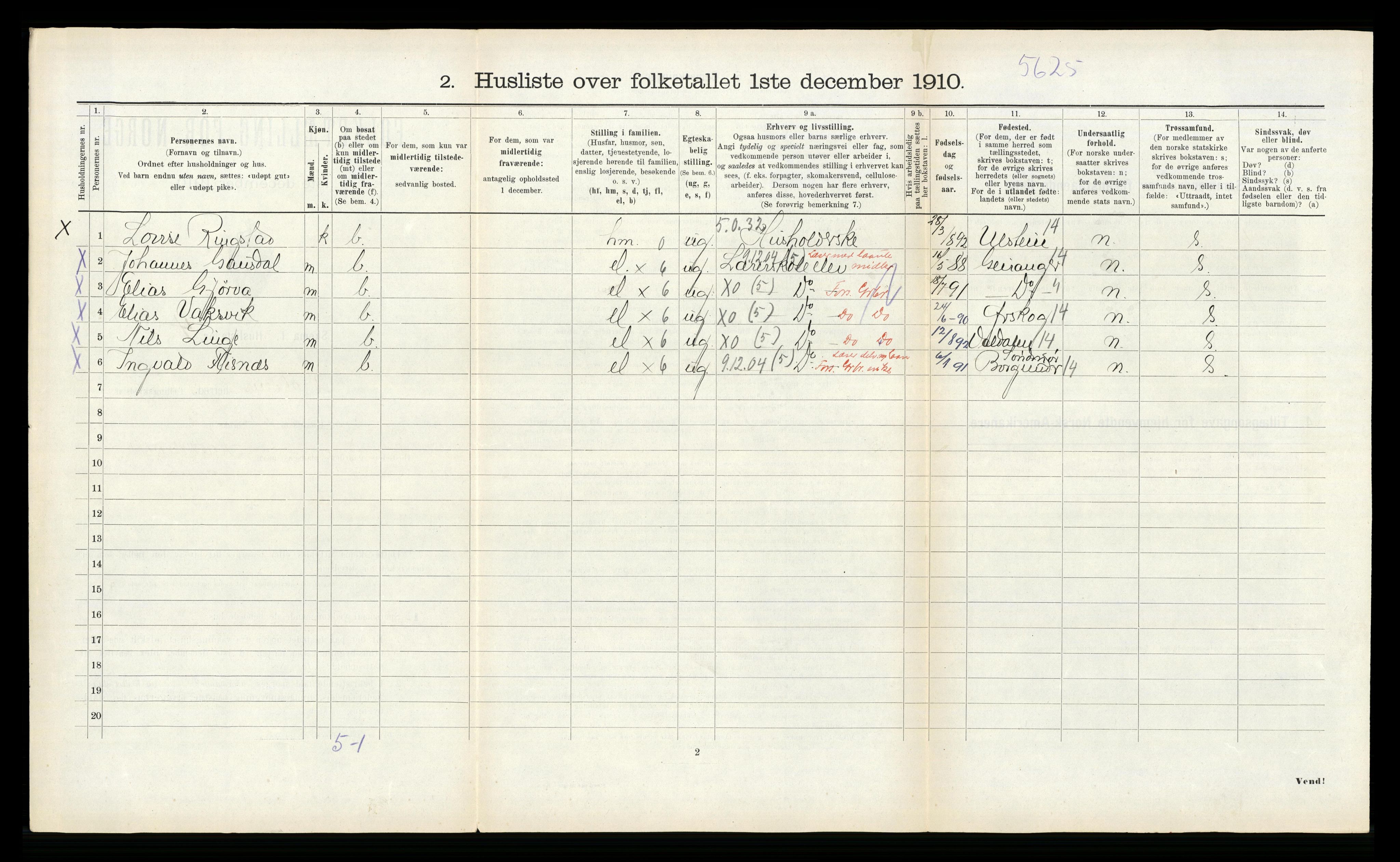 RA, Folketelling 1910 for 1519 Volda herred, 1910, s. 327