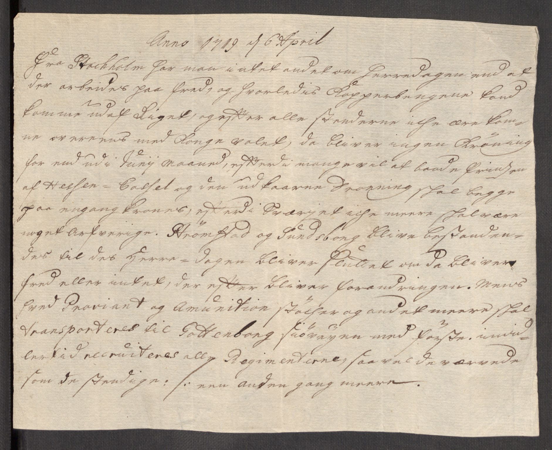 Kommanderende general (KG I) med Det norske krigsdirektorium, AV/RA-EA-5419/E/Eb/L0012: Kunnskap om fienden, kronologisk ordnet, 1718-1719, s. 4