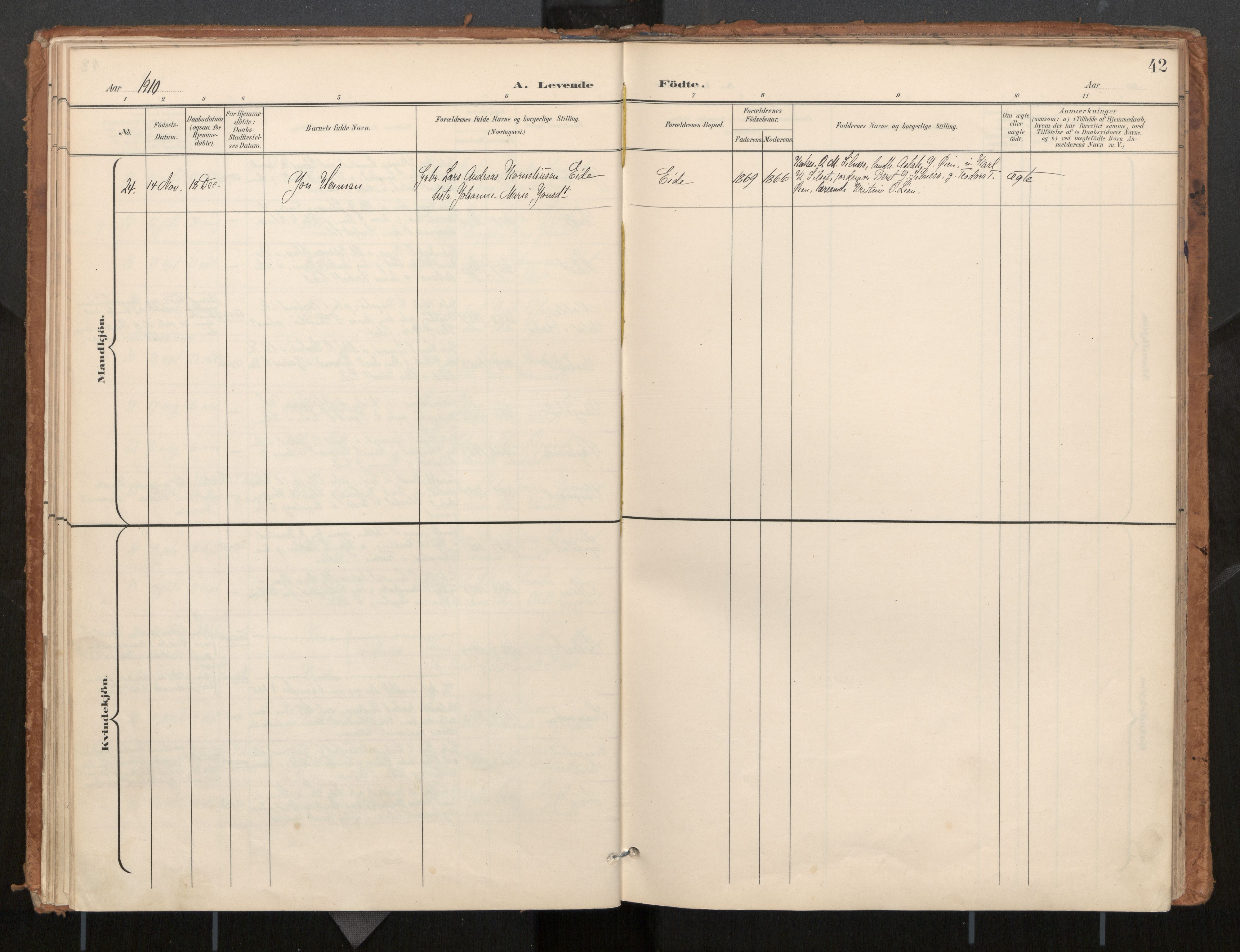 Ministerialprotokoller, klokkerbøker og fødselsregistre - Møre og Romsdal, AV/SAT-A-1454/571/L0836a: Ministerialbok nr. 571A02, 1898-1910, s. 42