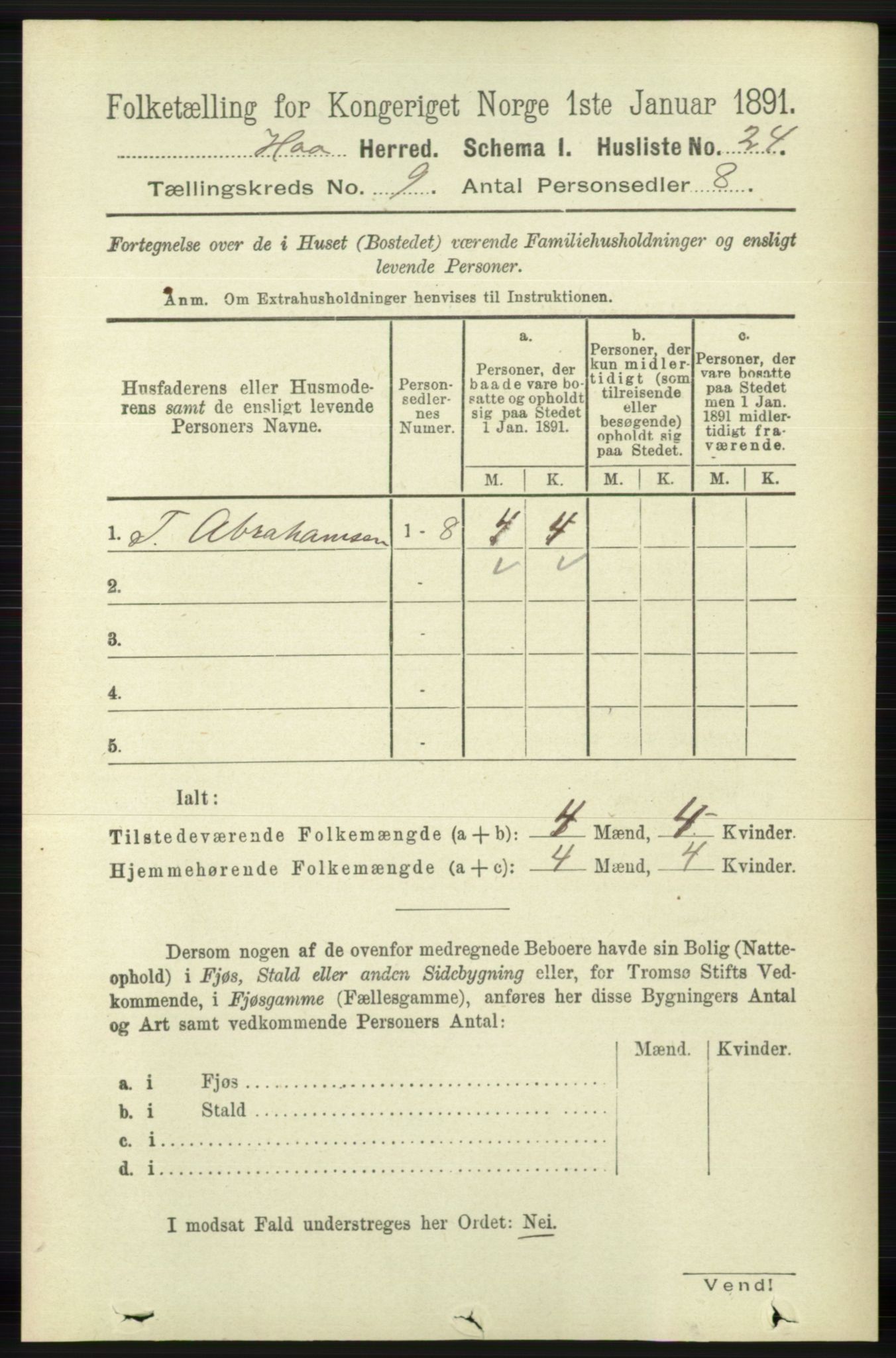 RA, Folketelling 1891 for 1119 Hå herred, 1891, s. 2189