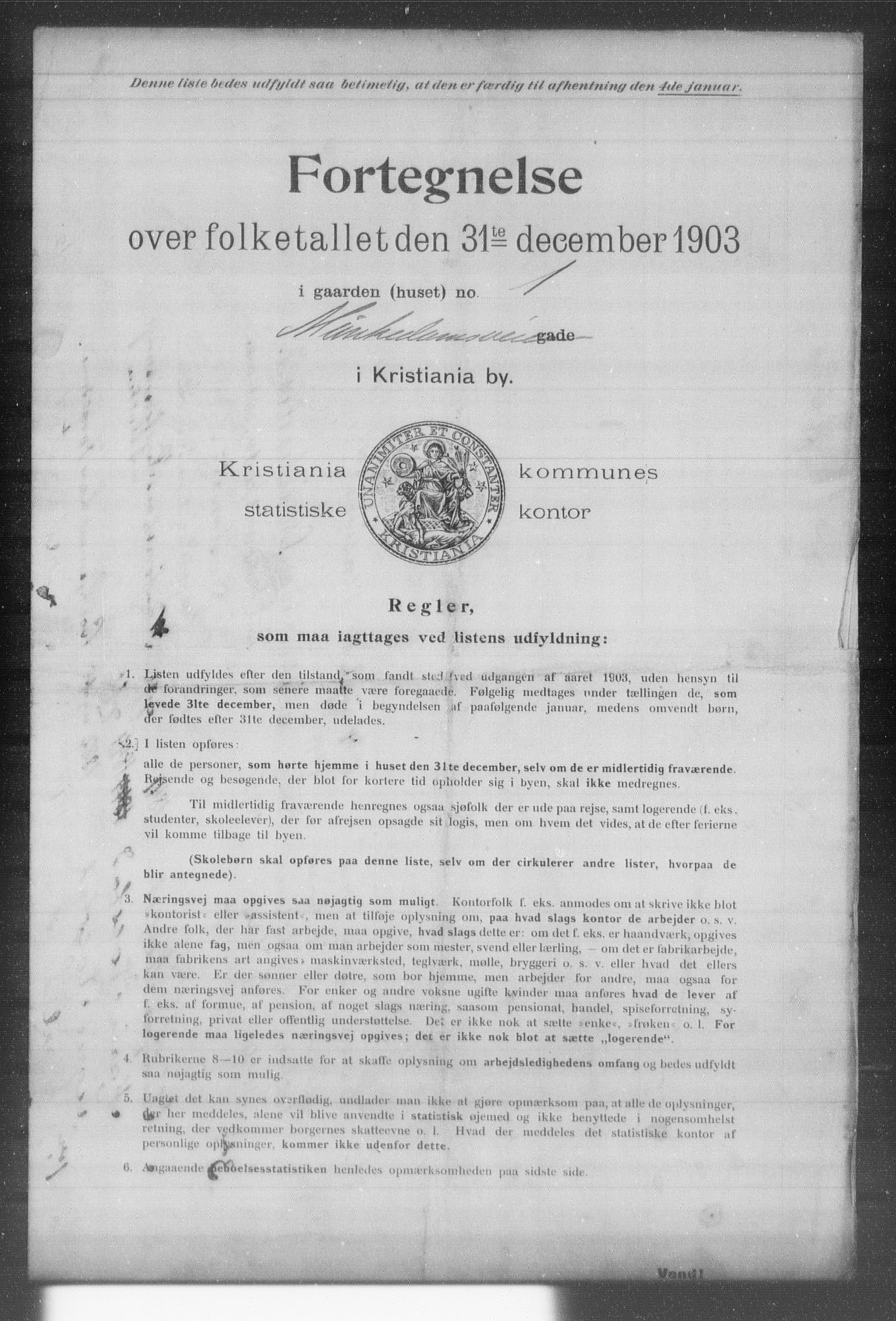 OBA, Kommunal folketelling 31.12.1903 for Kristiania kjøpstad, 1903, s. 12952