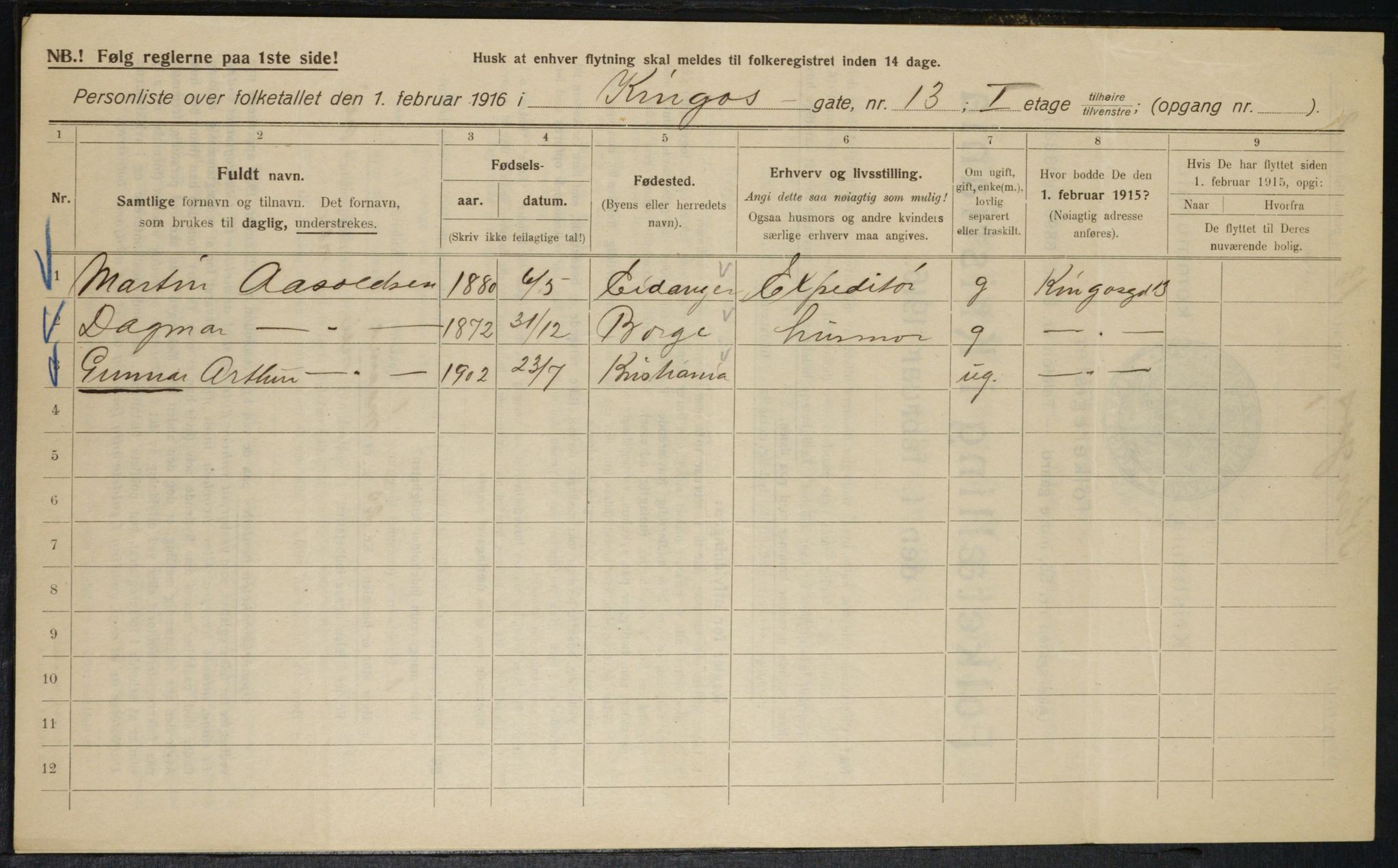 OBA, Kommunal folketelling 1.2.1916 for Kristiania, 1916, s. 50811