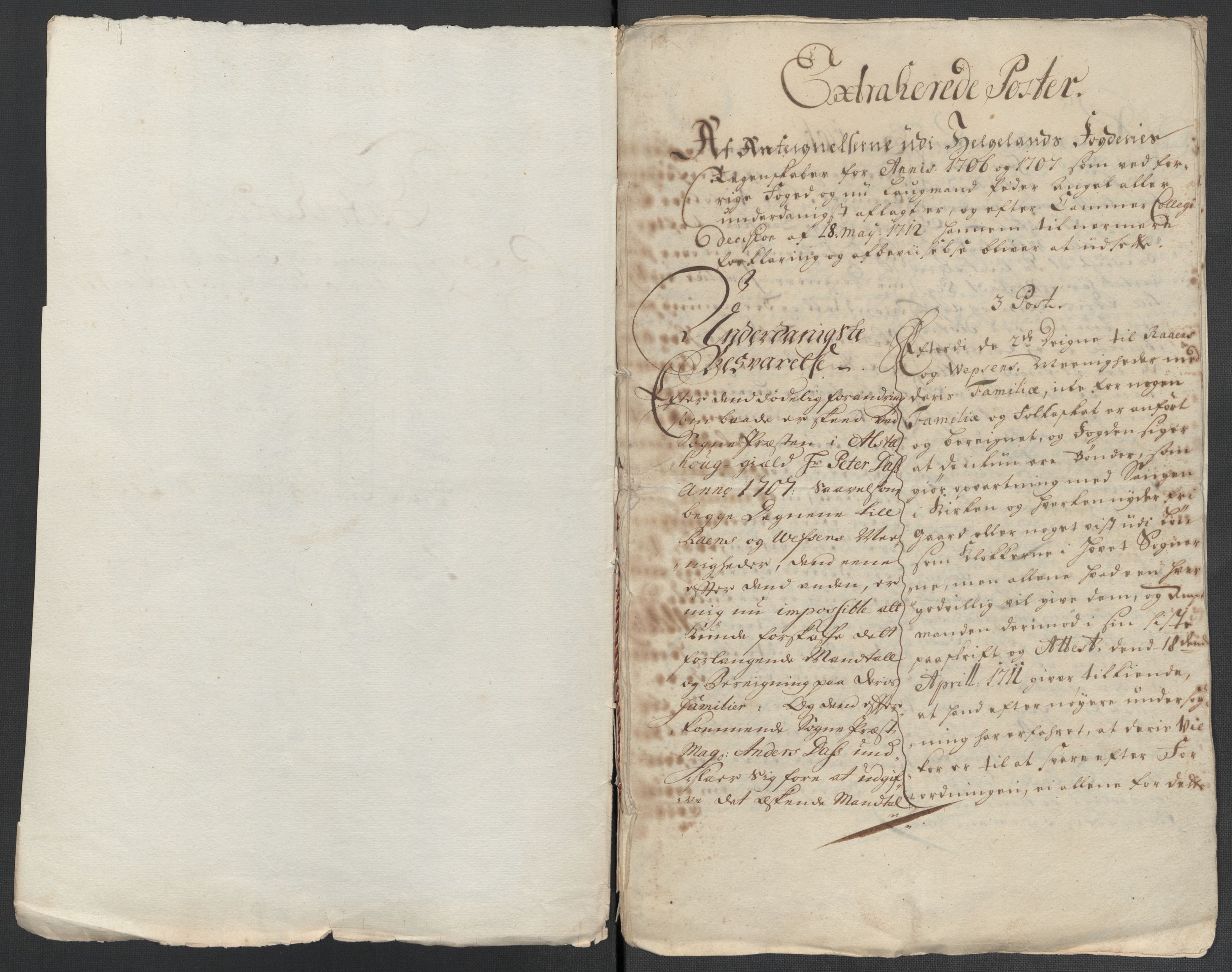 Rentekammeret inntil 1814, Reviderte regnskaper, Fogderegnskap, AV/RA-EA-4092/R65/L4509: Fogderegnskap Helgeland, 1706-1707, s. 314