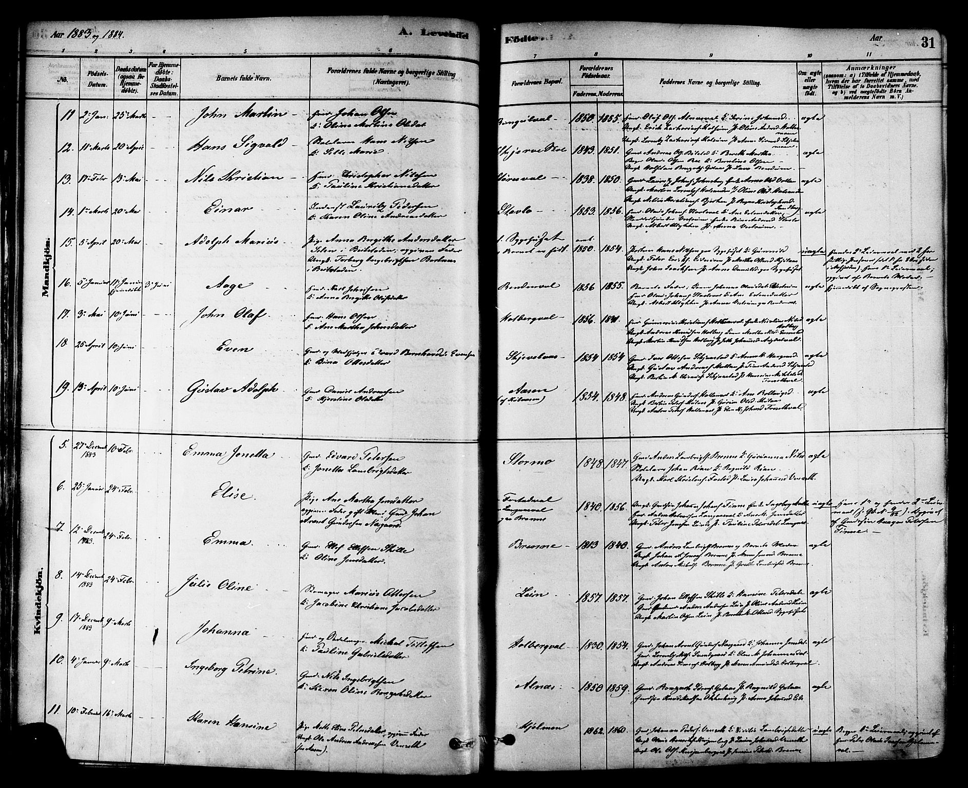 Ministerialprotokoller, klokkerbøker og fødselsregistre - Nord-Trøndelag, AV/SAT-A-1458/717/L0159: Ministerialbok nr. 717A09, 1878-1898, s. 31