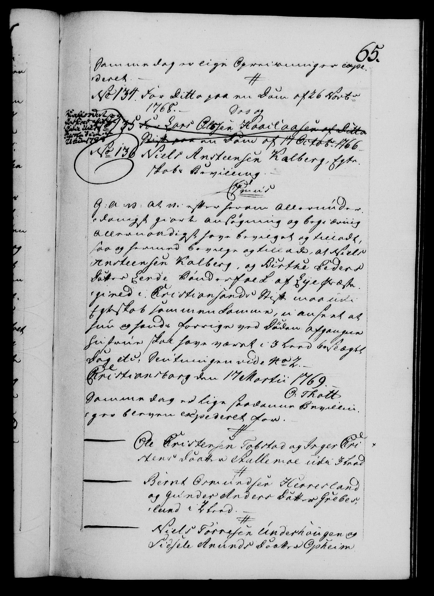 Danske Kanselli 1572-1799, RA/EA-3023/F/Fc/Fca/Fcaa/L0044: Norske registre, 1769-1771, s. 65a