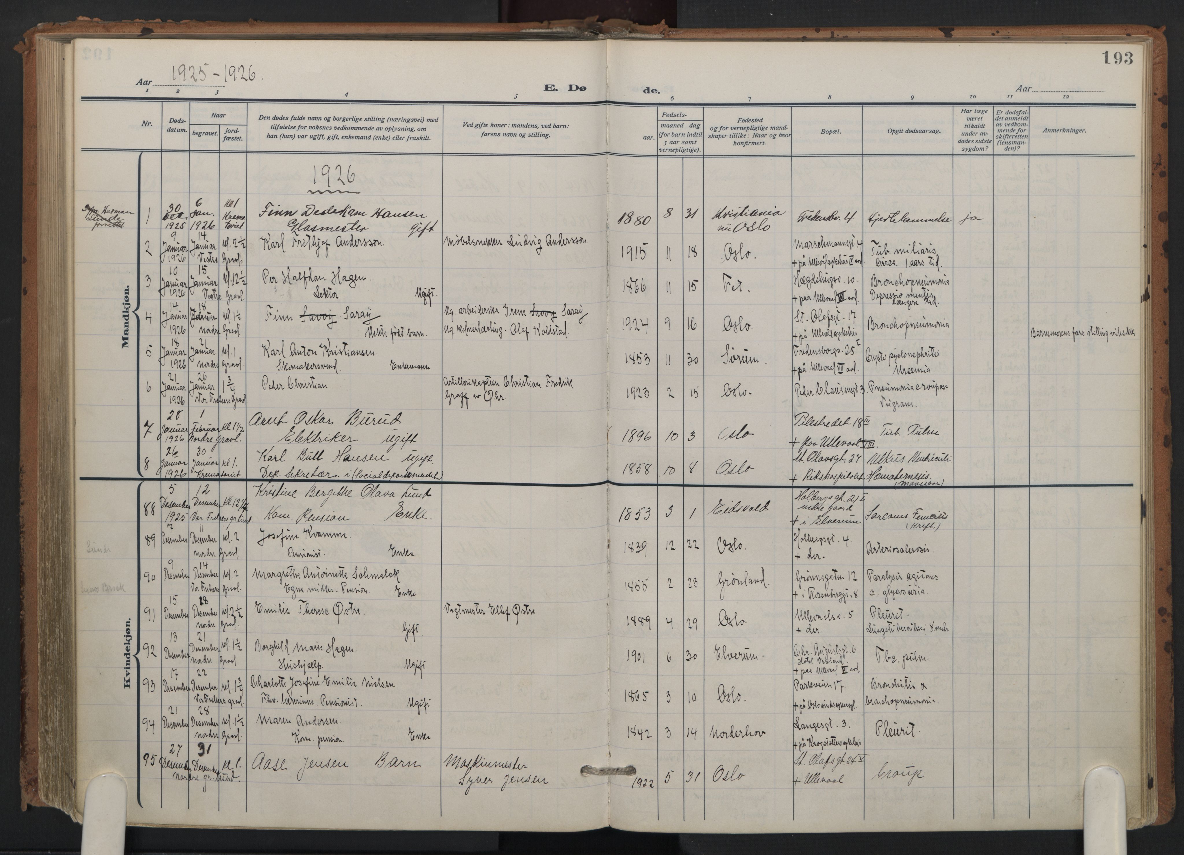 Trefoldighet prestekontor Kirkebøker, AV/SAO-A-10882/F/Fd/L0005: Ministerialbok nr. IV 5, 1912-1929, s. 193