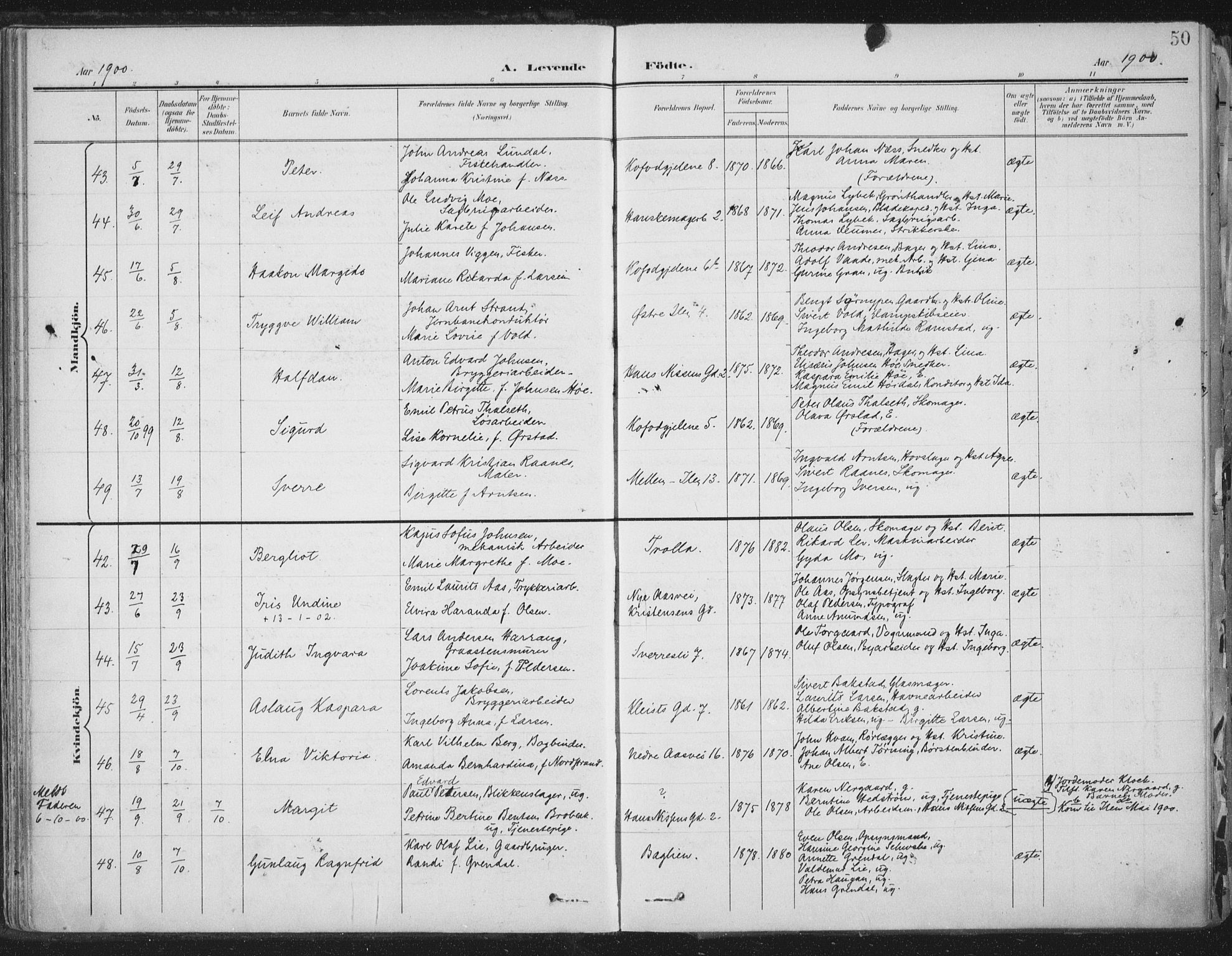 Ministerialprotokoller, klokkerbøker og fødselsregistre - Sør-Trøndelag, SAT/A-1456/603/L0167: Ministerialbok nr. 603A06, 1896-1932, s. 50