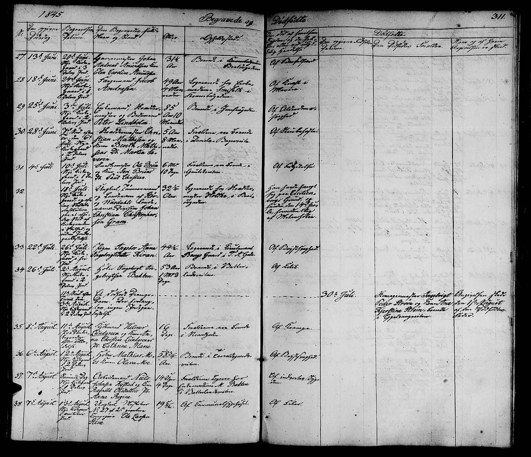 Ministerialprotokoller, klokkerbøker og fødselsregistre - Sør-Trøndelag, AV/SAT-A-1456/602/L0136: Klokkerbok nr. 602C04, 1833-1845, s. 311