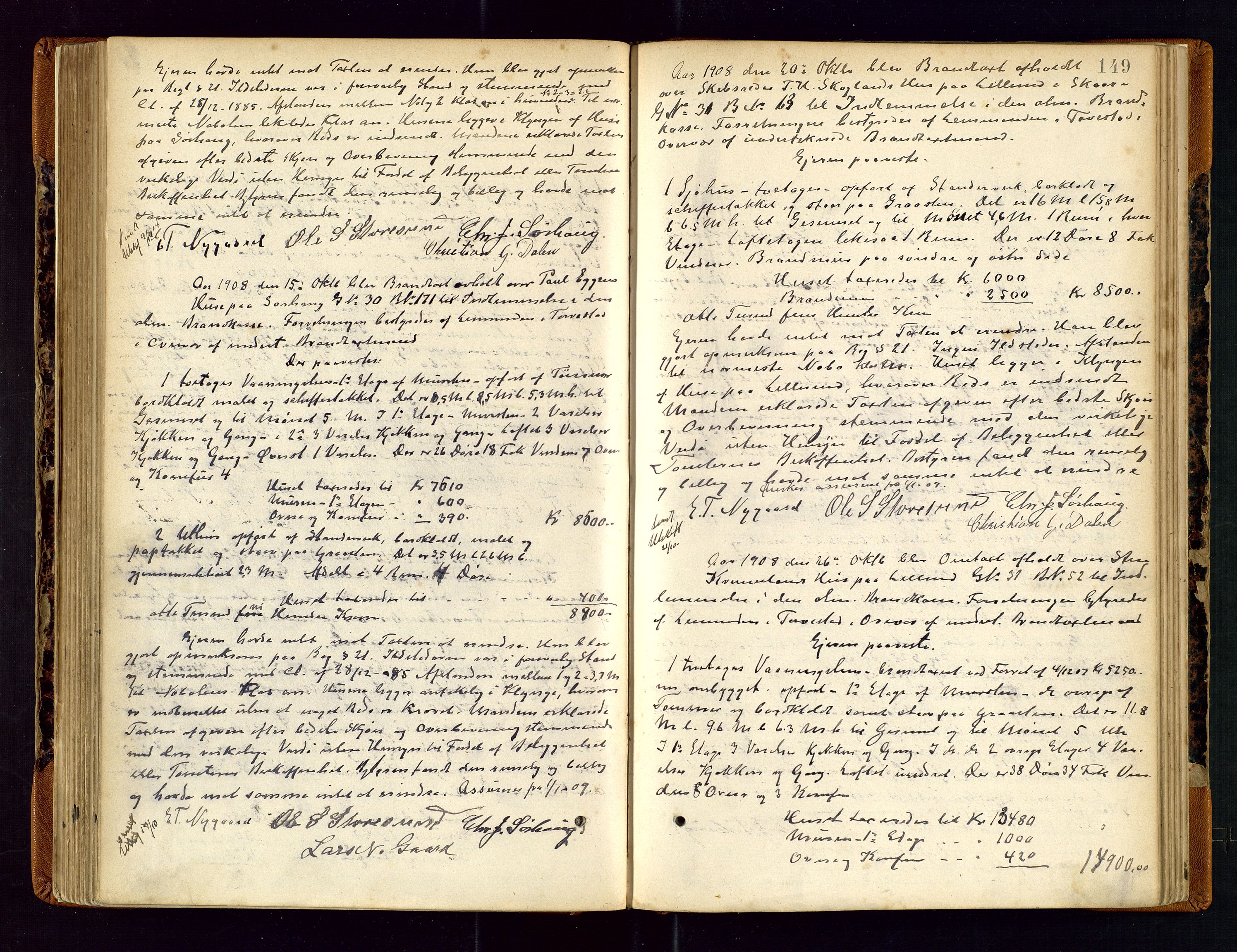 Torvestad lensmannskontor, AV/SAST-A-100307/1/Goa/L0002: "Brandtaxationsprotokol for Torvestad Thinglag", 1883-1917, s. 148b-149a