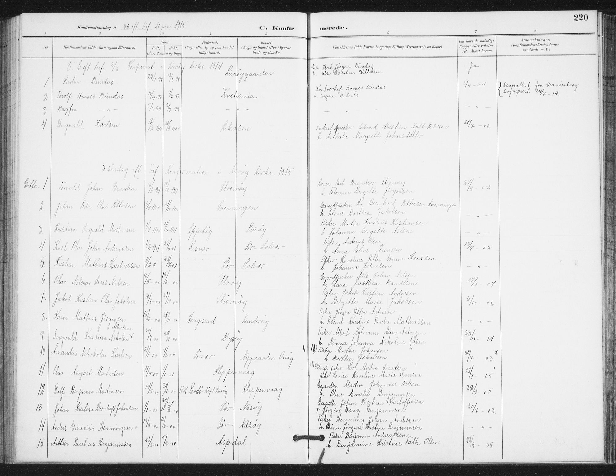 Ministerialprotokoller, klokkerbøker og fødselsregistre - Nordland, AV/SAT-A-1459/839/L0573: Klokkerbok nr. 839C03, 1892-1917, s. 220