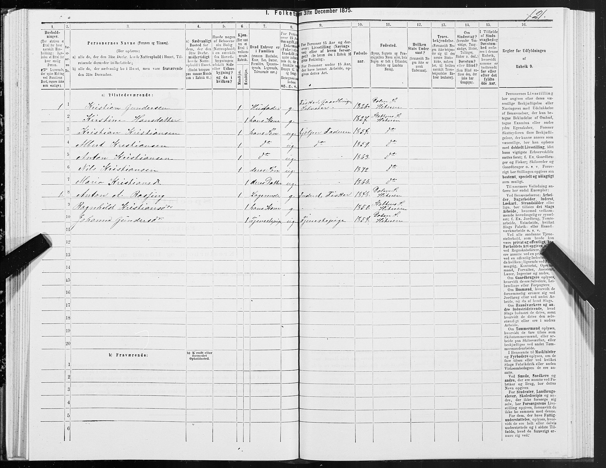 SAT, Folketelling 1875 for 1617P Hitra prestegjeld, 1875, s. 7121