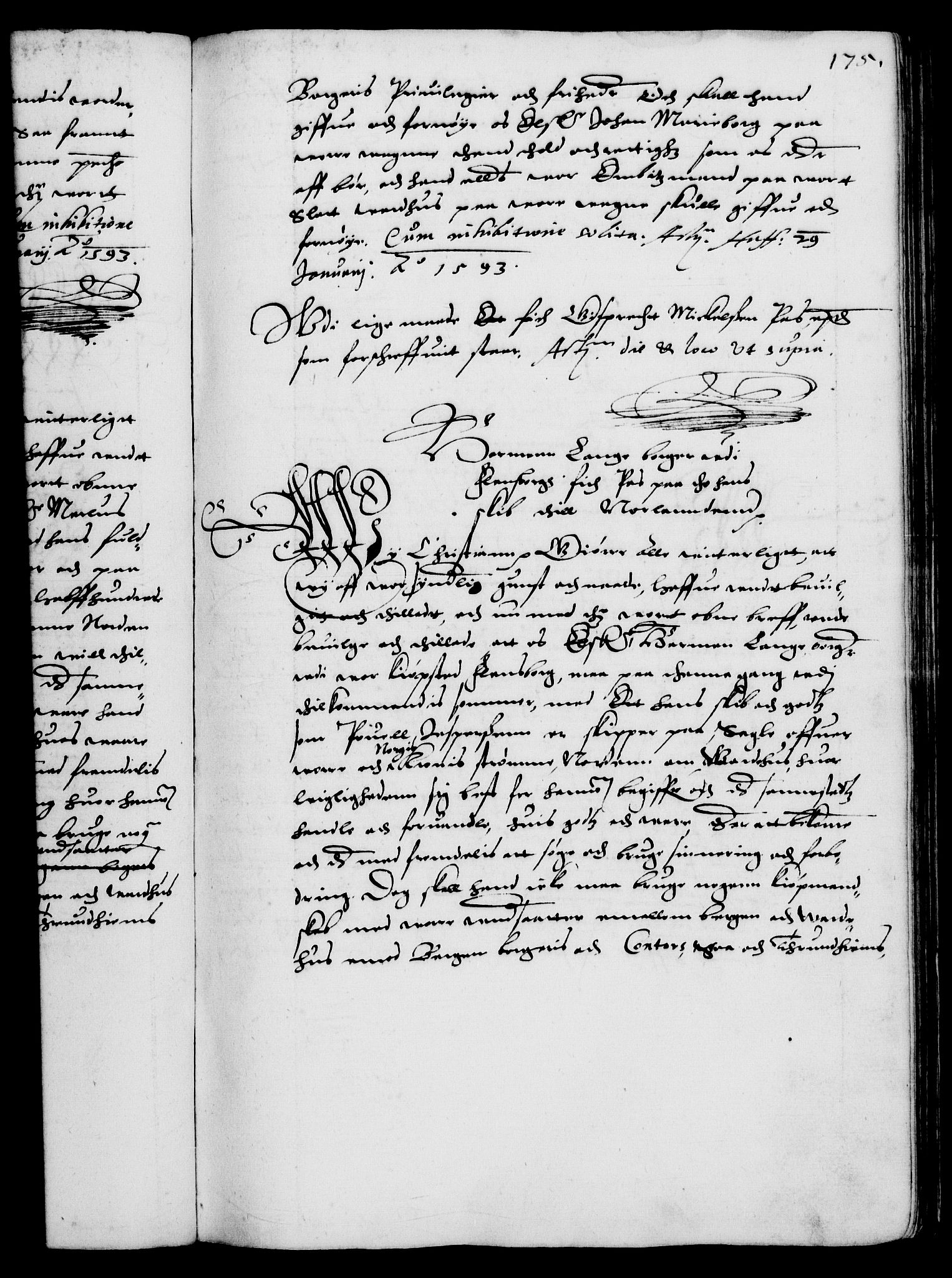 Danske Kanselli 1572-1799, AV/RA-EA-3023/F/Fc/Fca/Fcaa/L0002: Norske registre (mikrofilm), 1588-1596, s. 175a