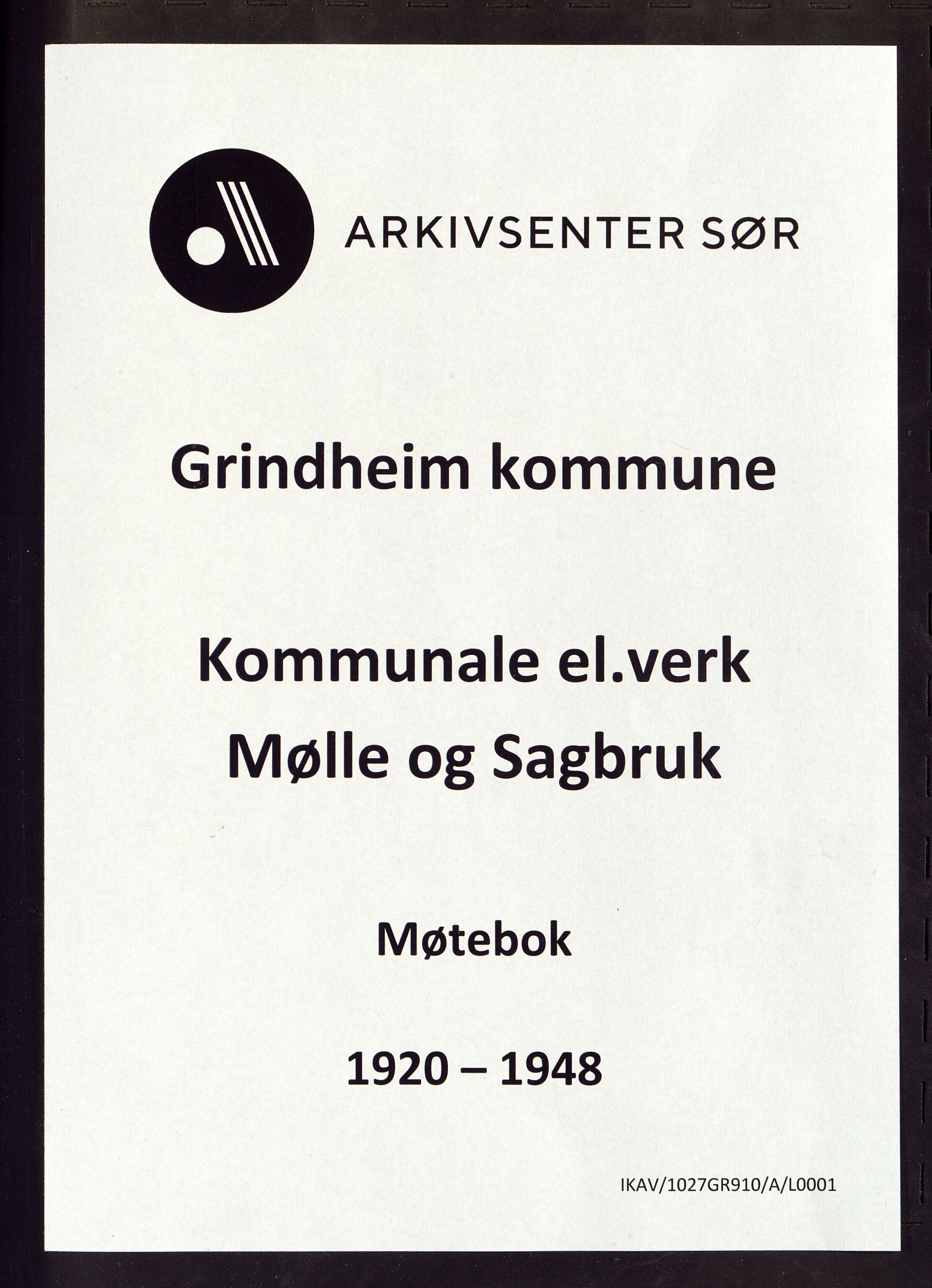 Grindheim kommune - Grindheim Kommunale El.Verk (T.O.M. 1928)/ Grindheim Kommunale Mølle og Sagbruk (Fra 1929), ARKSOR/1027GR910/A/L0001: Møtebok for styret, 1920-1948