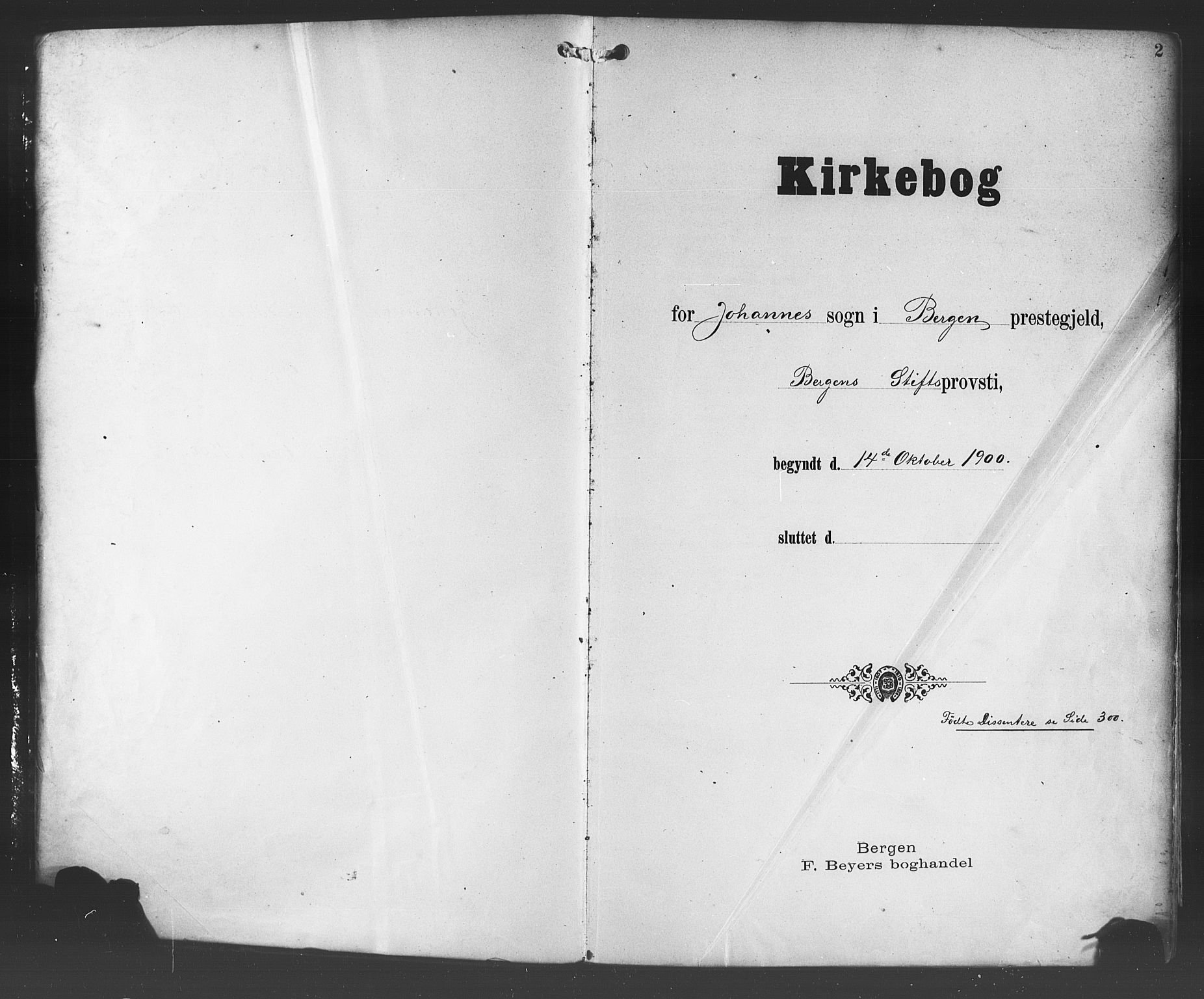 Johanneskirken sokneprestembete, SAB/A-76001/H/Hab: Klokkerbok nr. A 2, 1900-1912, s. 2