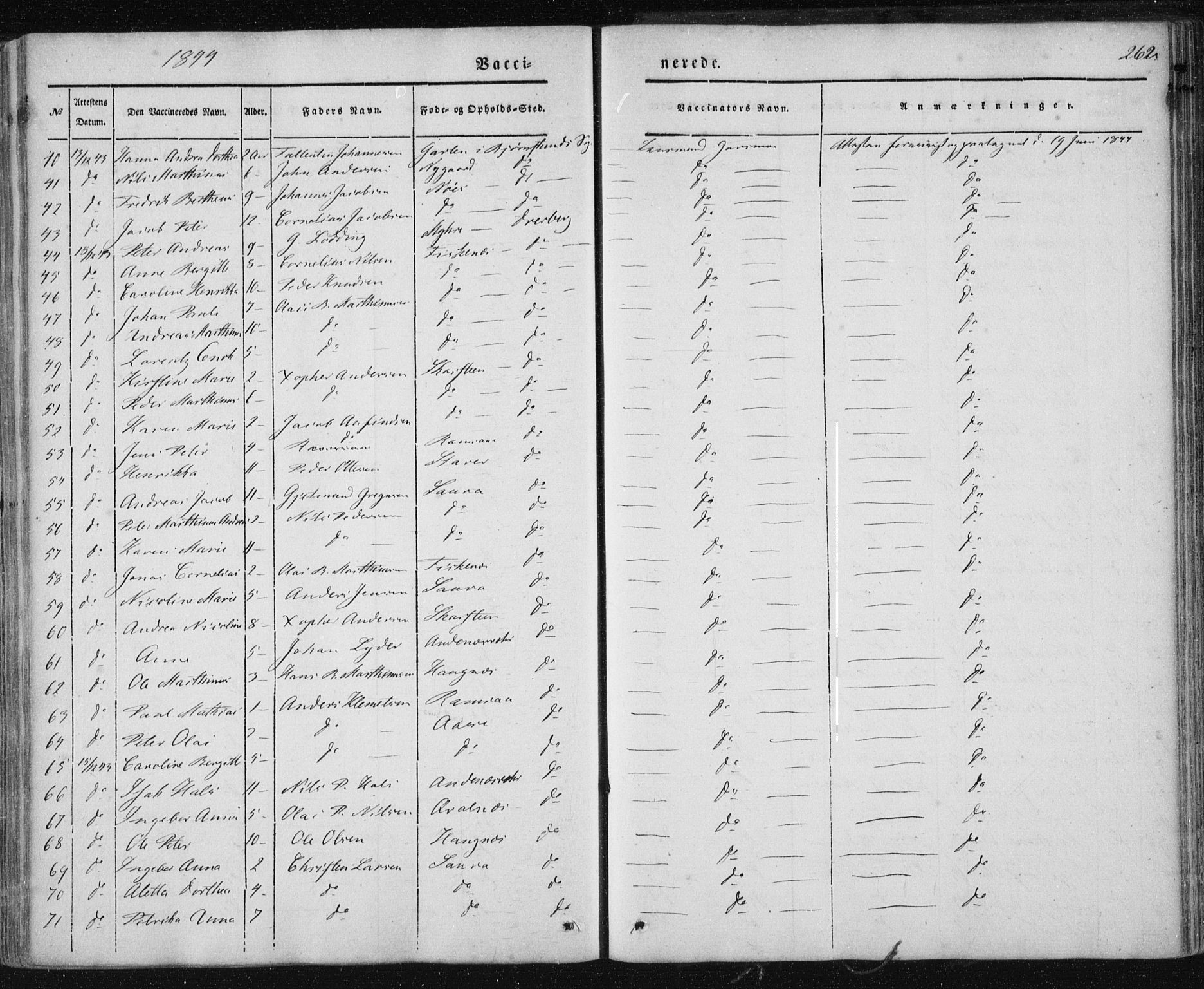 Ministerialprotokoller, klokkerbøker og fødselsregistre - Nordland, AV/SAT-A-1459/897/L1396: Ministerialbok nr. 897A04, 1842-1866, s. 262