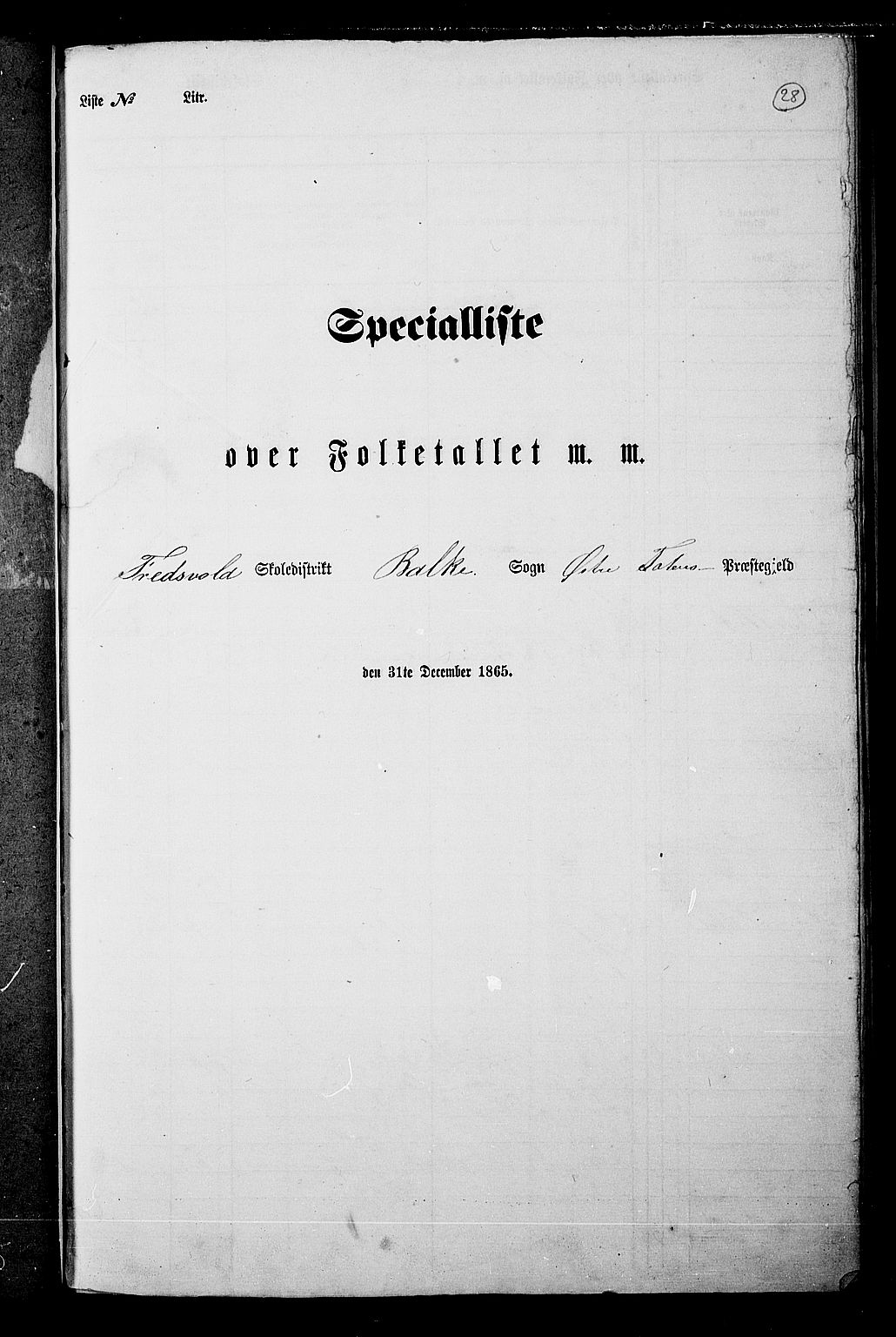 RA, Folketelling 1865 for 0528P Østre Toten prestegjeld, 1865, s. 44