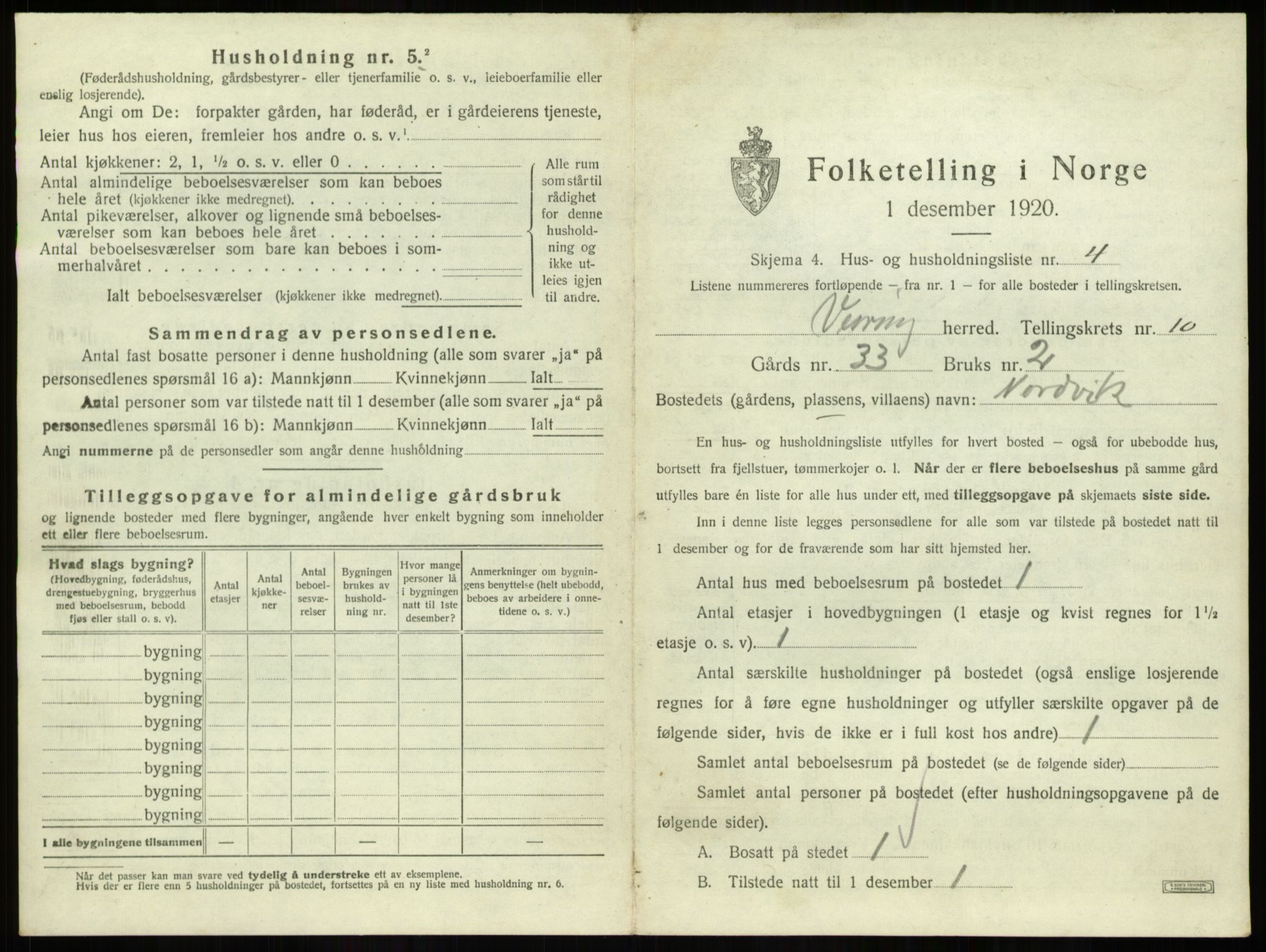 SAB, Folketelling 1920 for 1434 Vevring herred, 1920, s. 402