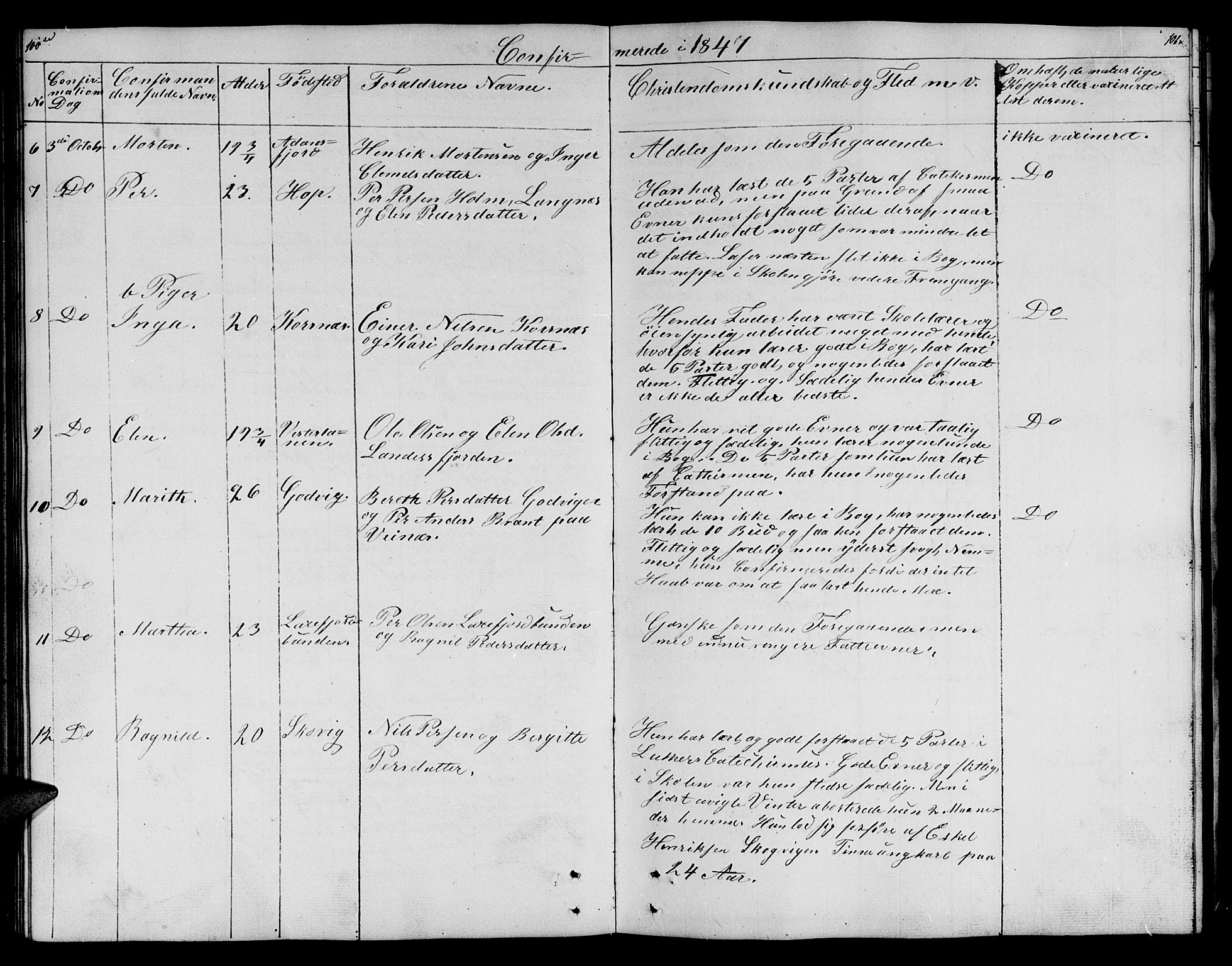 Lebesby sokneprestkontor, SATØ/S-1353/H/Hb/L0001klokker: Klokkerbok nr. 1, 1846-1862, s. 100-101