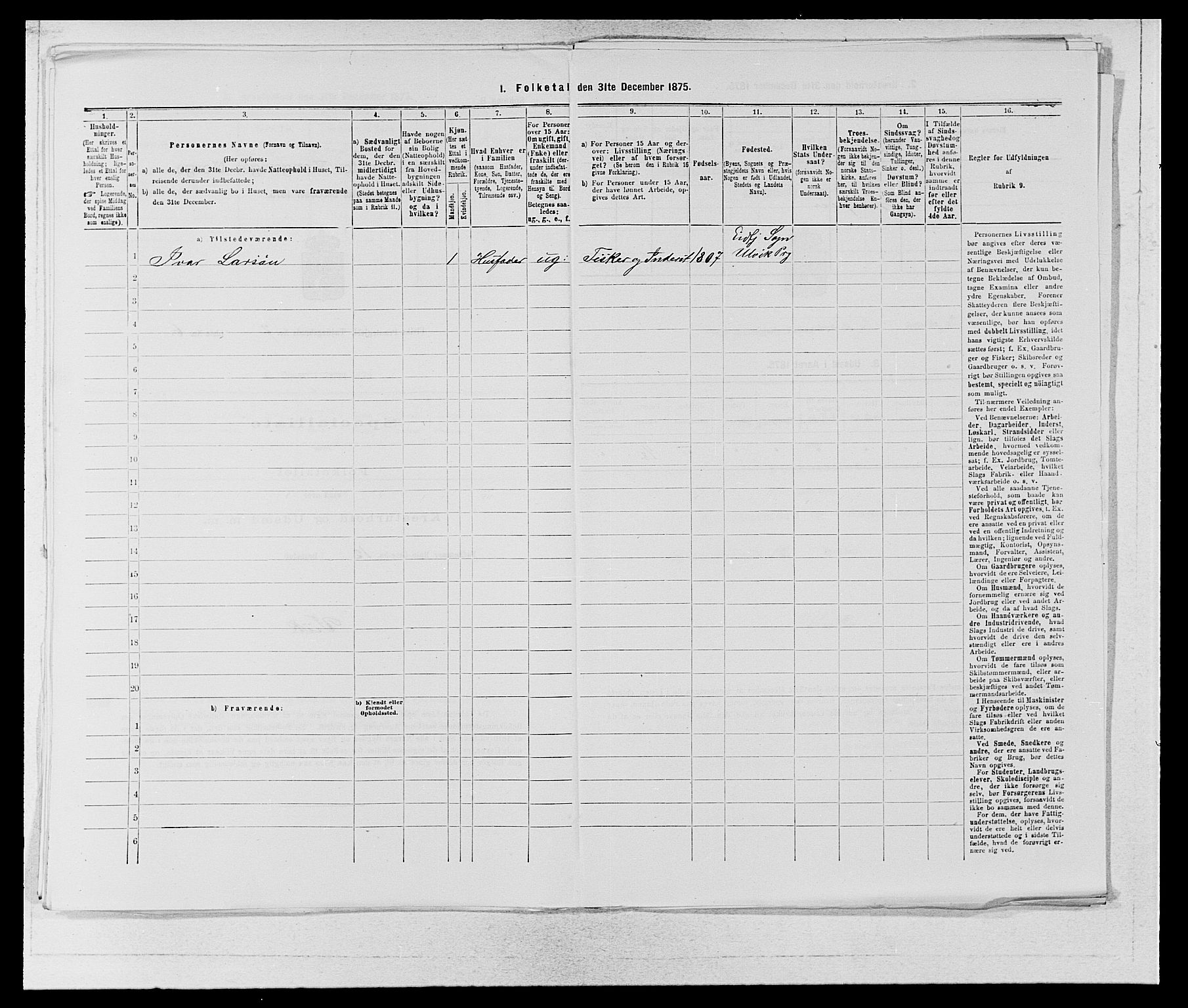 SAB, Folketelling 1875 for 1233P Ulvik prestegjeld, 1875, s. 1144