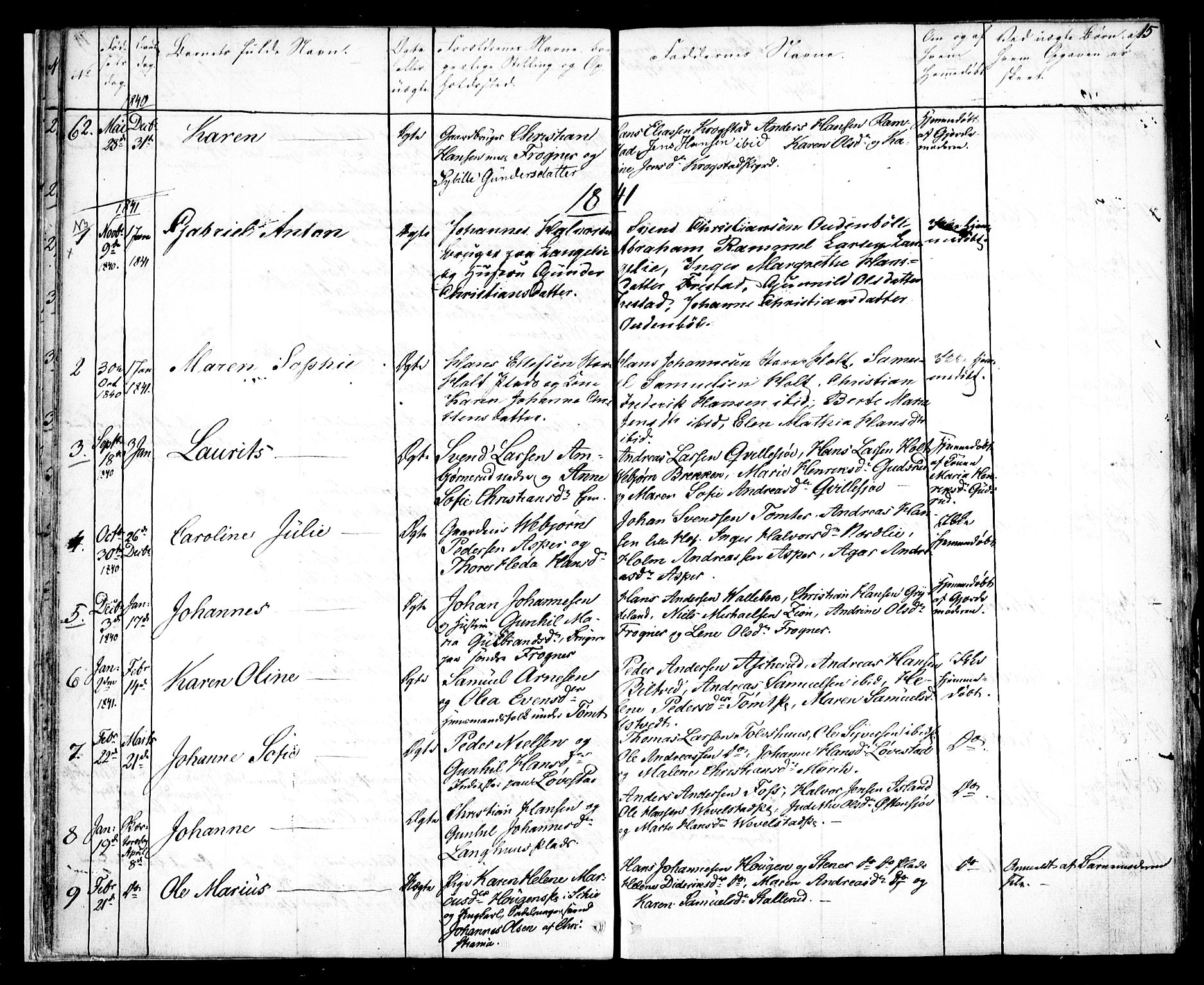 Kråkstad prestekontor Kirkebøker, SAO/A-10125a/F/Fa/L0005: Ministerialbok nr. I 5, 1837-1847, s. 15