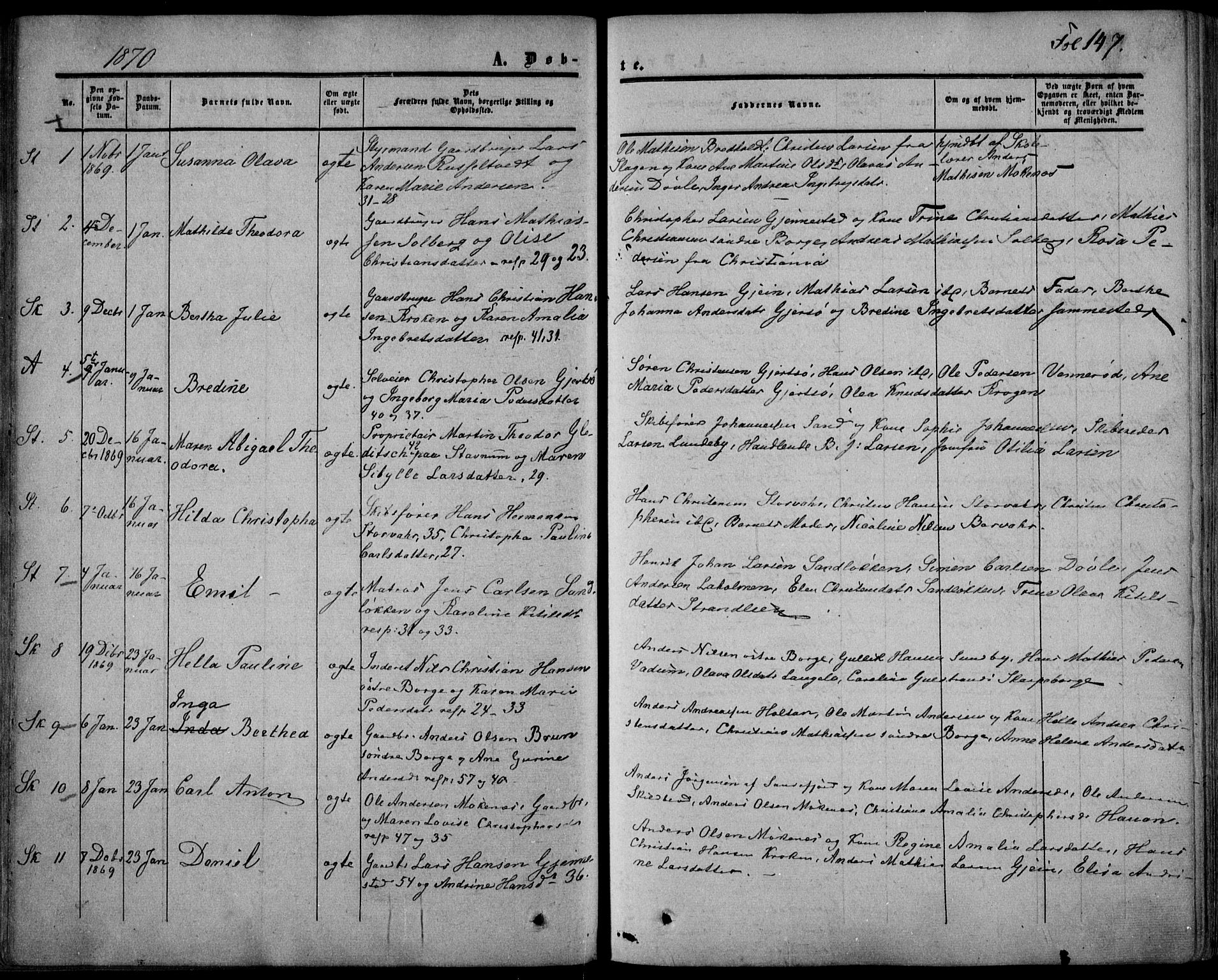 Stokke kirkebøker, AV/SAKO-A-320/F/Fa/L0008: Ministerialbok nr. I 8, 1858-1871, s. 147