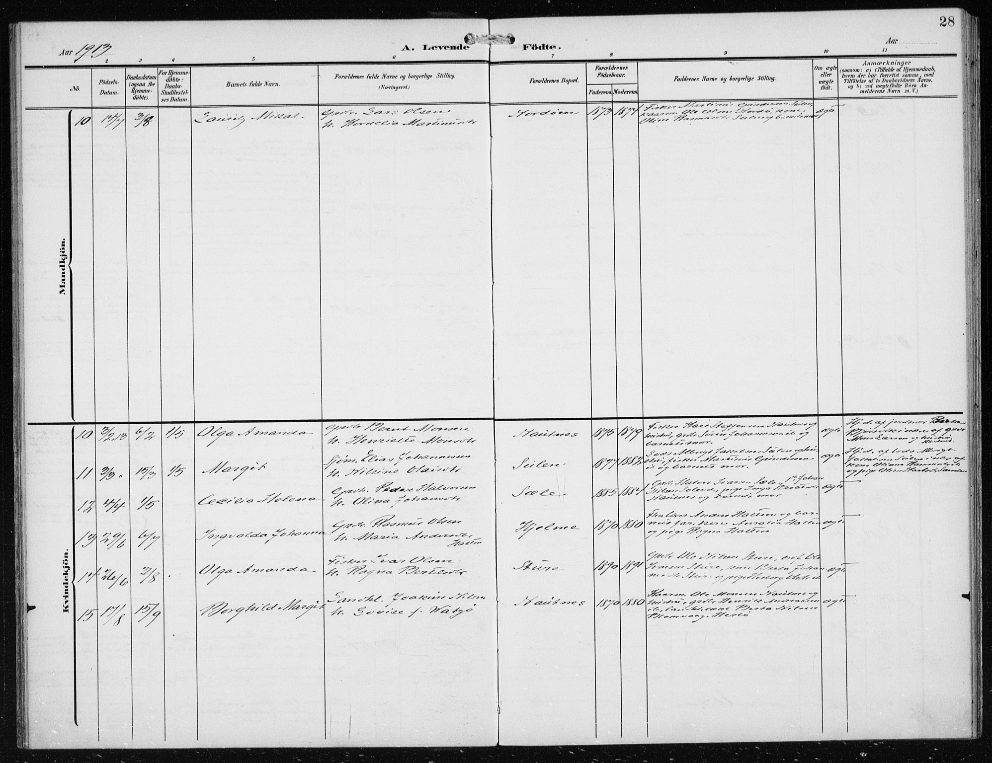 Herdla Sokneprestembete, AV/SAB-A-75701/H/Haa: Ministerialbok nr. B 1, 1902-1921, s. 28