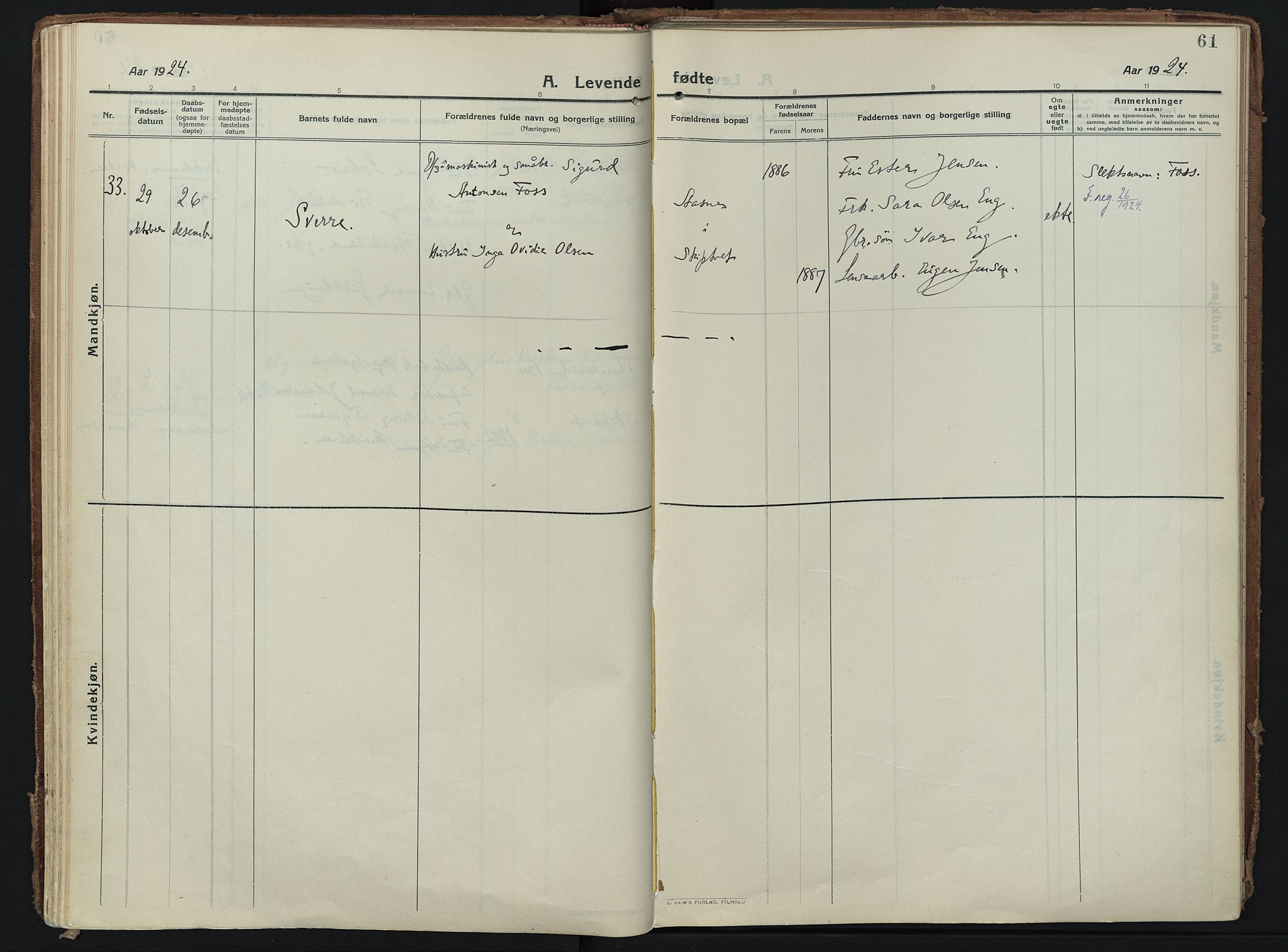 Skiptvet prestekontor Kirkebøker, AV/SAO-A-20009/F/Fa/L0012: Ministerialbok nr. 12, 1913-1924, s. 61