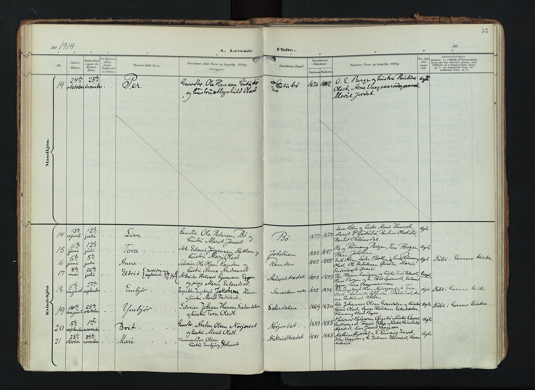 Lom prestekontor, SAH/PREST-070/K/L0010: Ministerialbok nr. 10, 1899-1926, s. 57