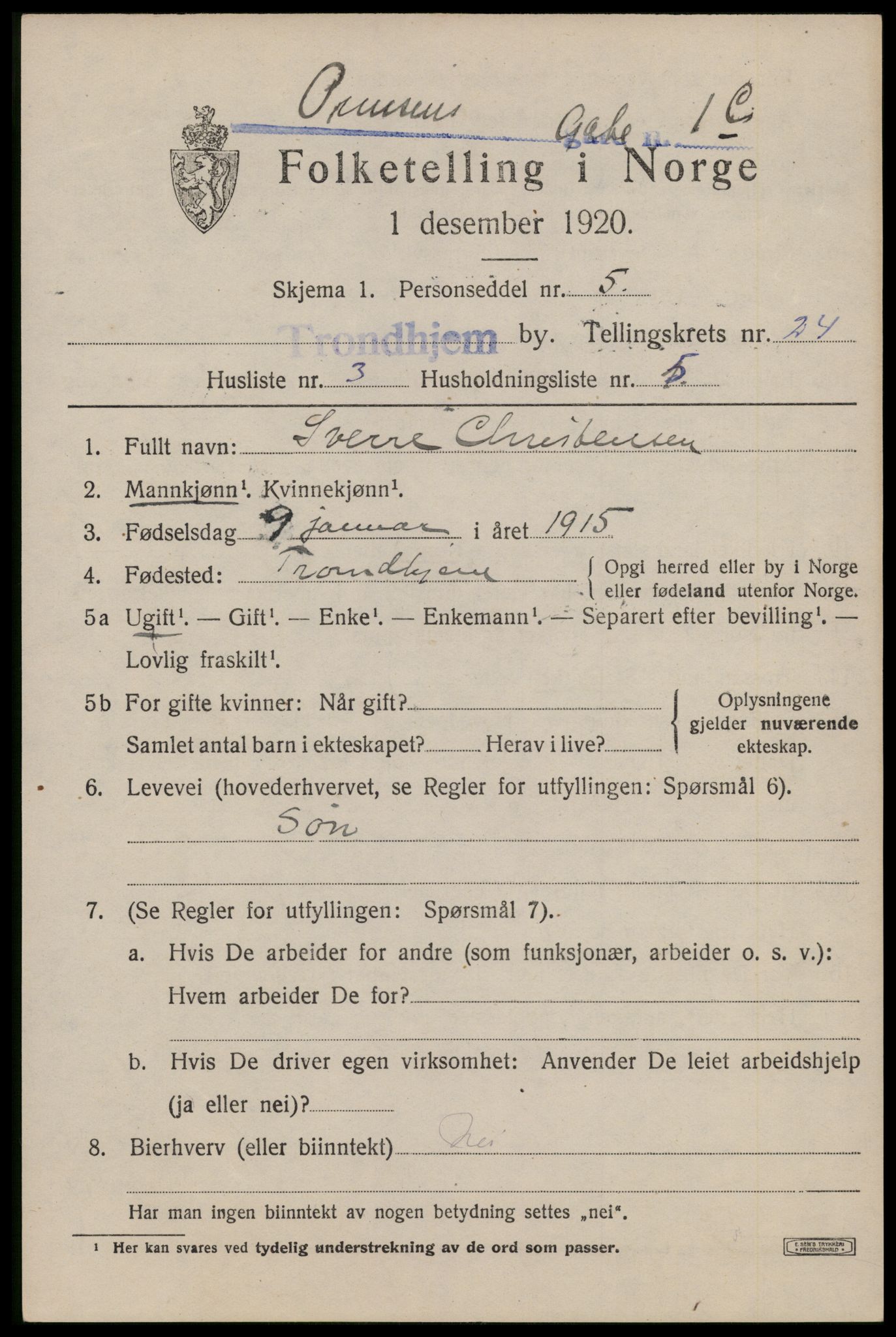 SAT, Folketelling 1920 for 1601 Trondheim kjøpstad, 1920, s. 64256