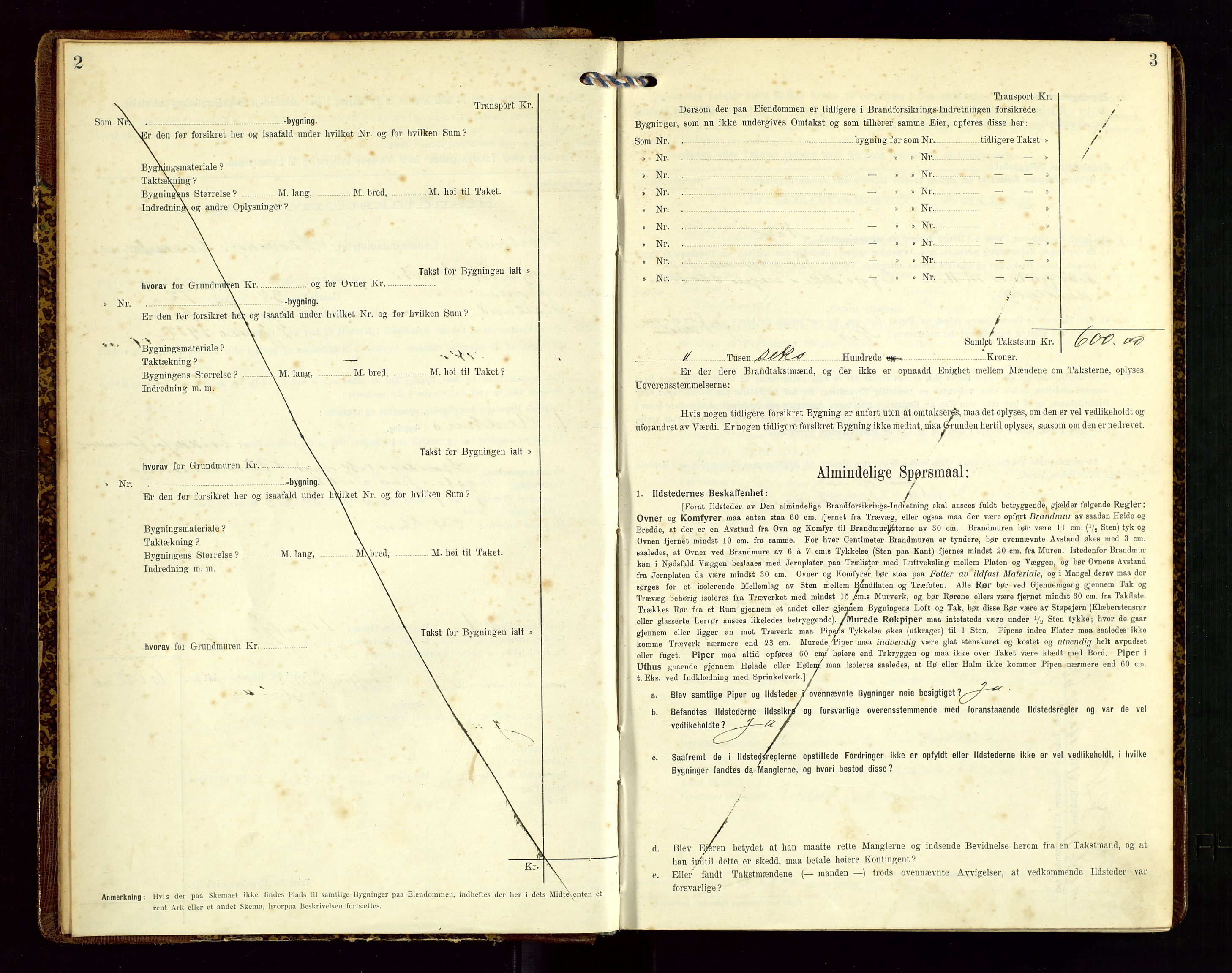 Høyland/Sandnes lensmannskontor, SAST/A-100166/Gob/L0002: "Brandtakstprotokol", 1913-1918, s. 2-3