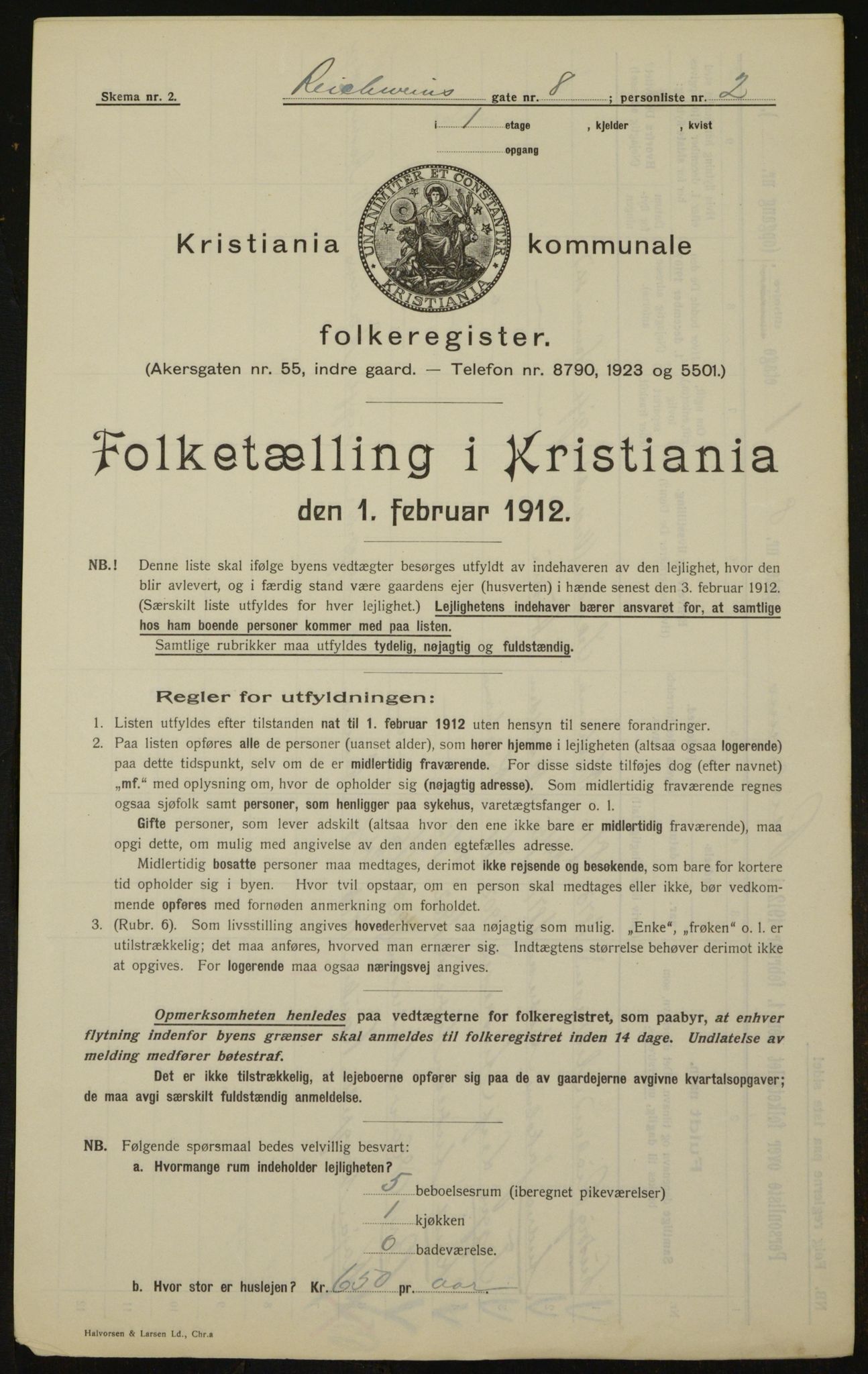 OBA, Kommunal folketelling 1.2.1912 for Kristiania, 1912, s. 83014