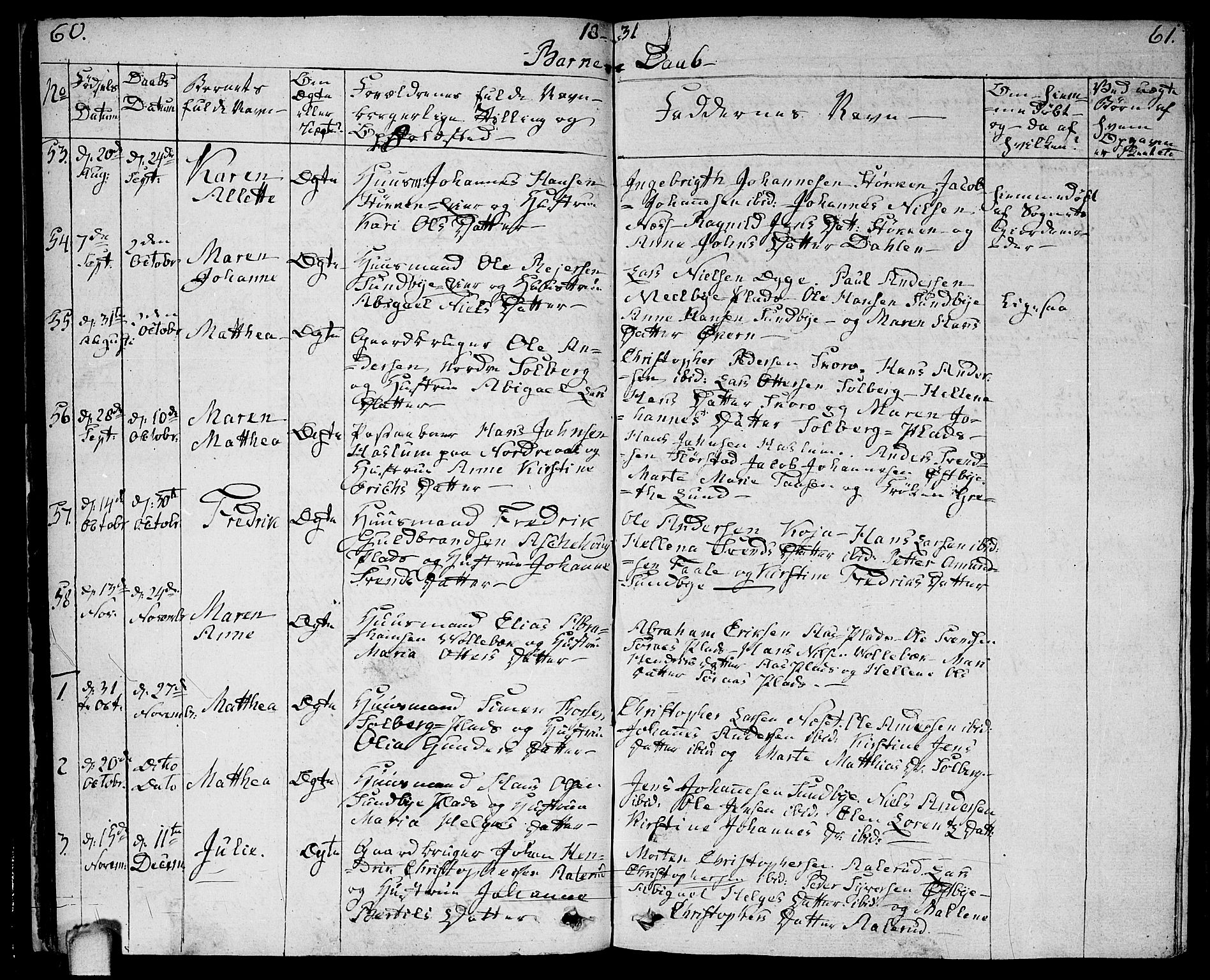Ås prestekontor Kirkebøker, AV/SAO-A-10894/F/Fa/L0005: Ministerialbok nr. I 5, 1827-1840, s. 60-61