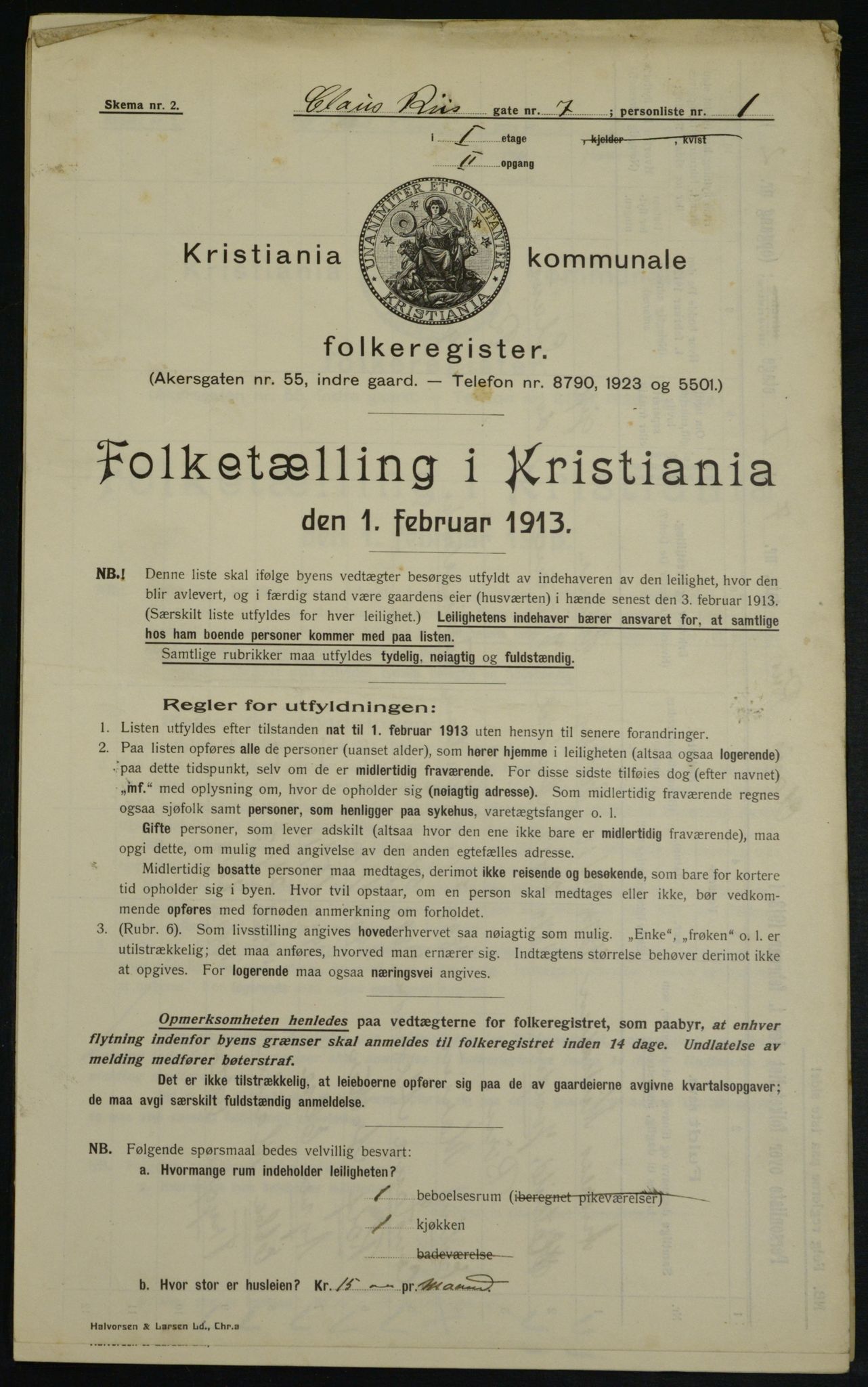 OBA, Kommunal folketelling 1.2.1913 for Kristiania, 1913, s. 12753