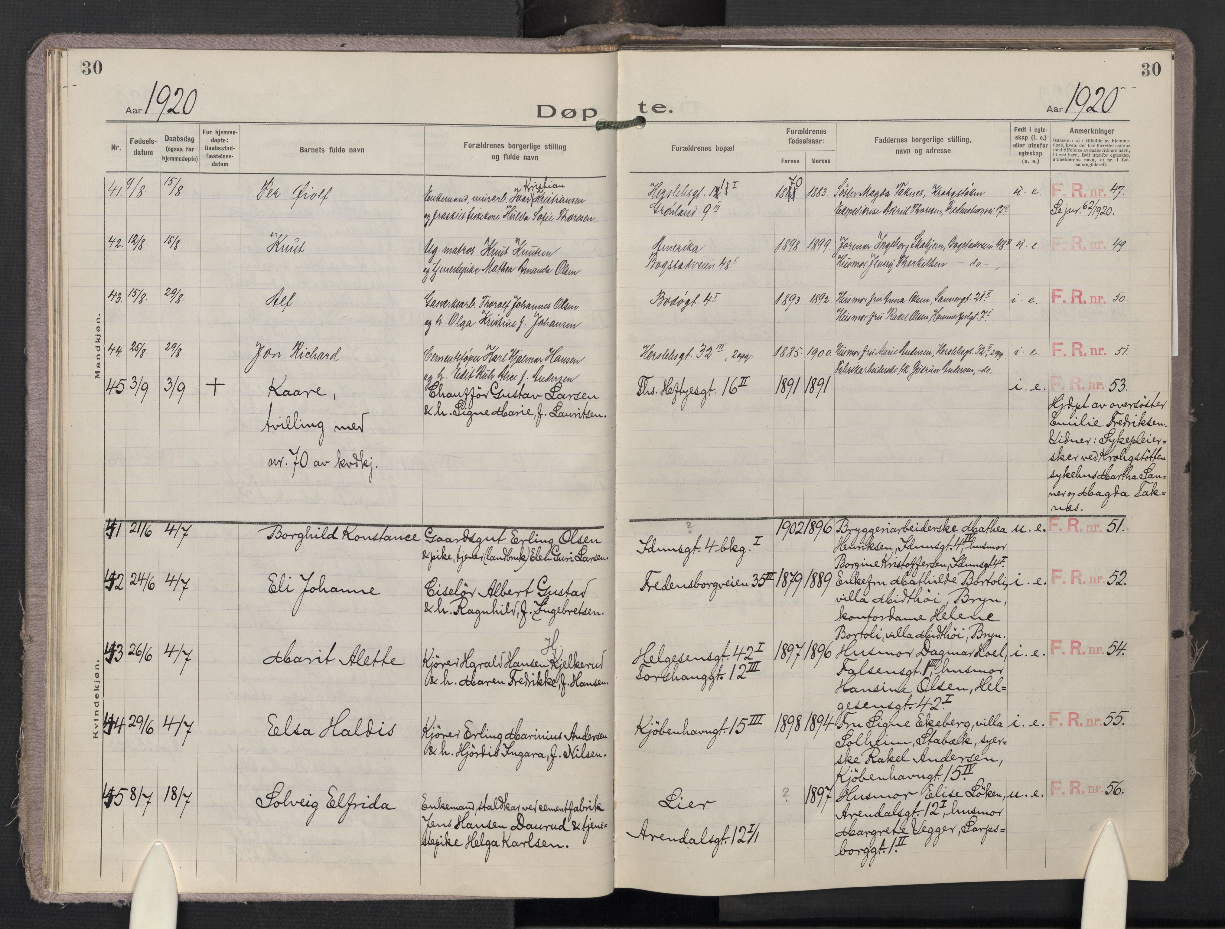 Krohgstøtten sykehusprest Kirkebøker, AV/SAO-A-10854/F/Fa/L0005: Ministerialbok nr. 5, 1918-1959, s. 30