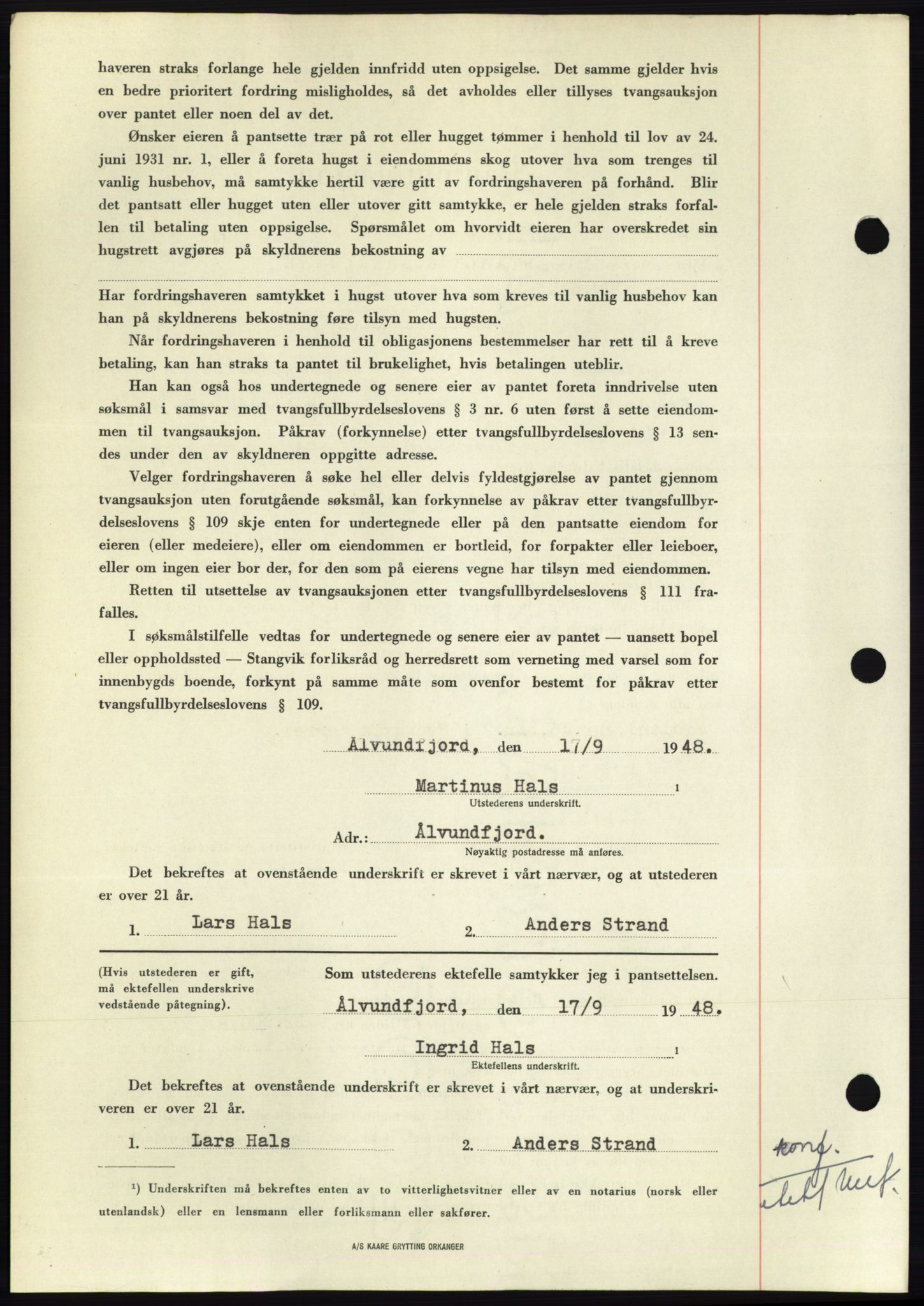 Nordmøre sorenskriveri, AV/SAT-A-4132/1/2/2Ca: Pantebok nr. B99, 1948-1948, Dagboknr: 2661/1948