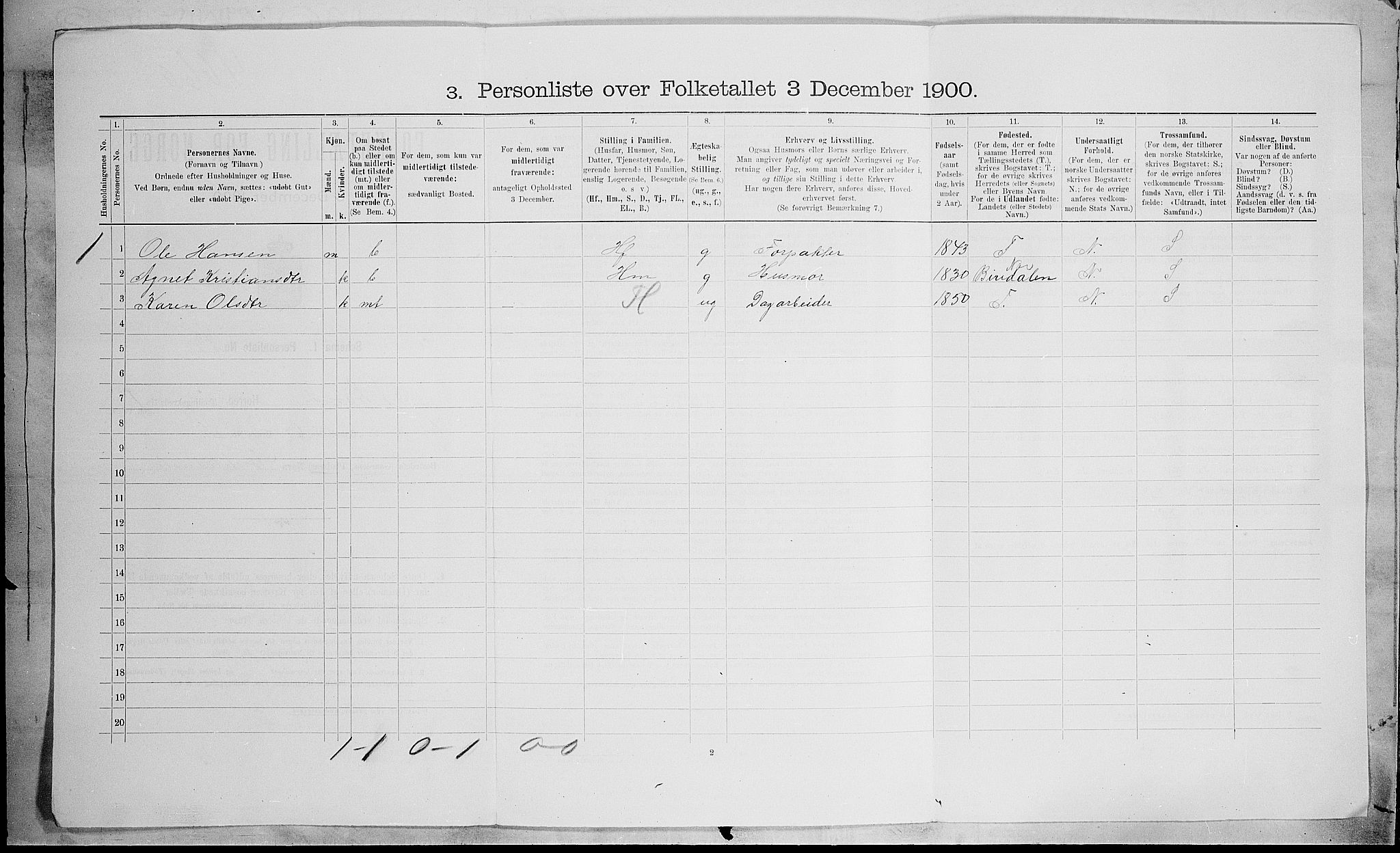 SAH, Folketelling 1900 for 0538 Nordre Land herred, 1900, s. 173