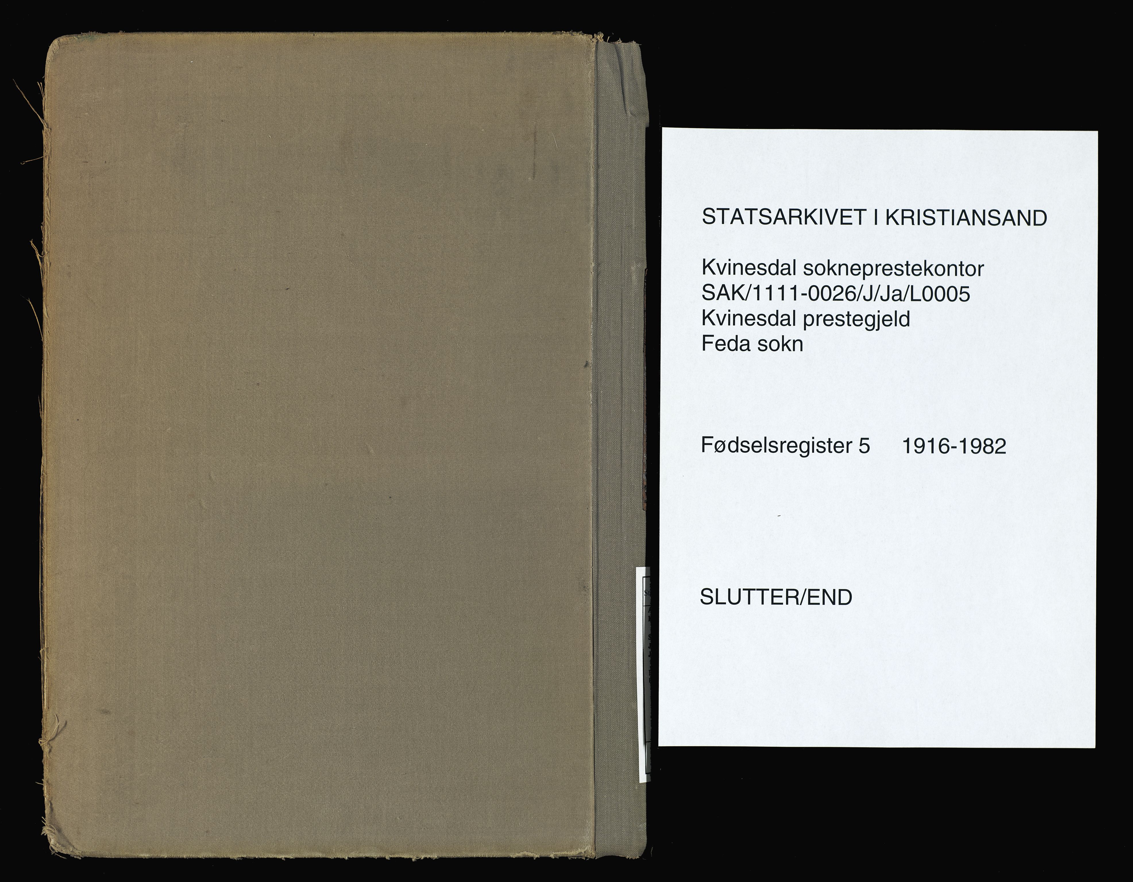 Kvinesdal sokneprestkontor, SAK/1111-0026/J/Ja/L0005: Fødselsregister nr. 5, 1916-1982