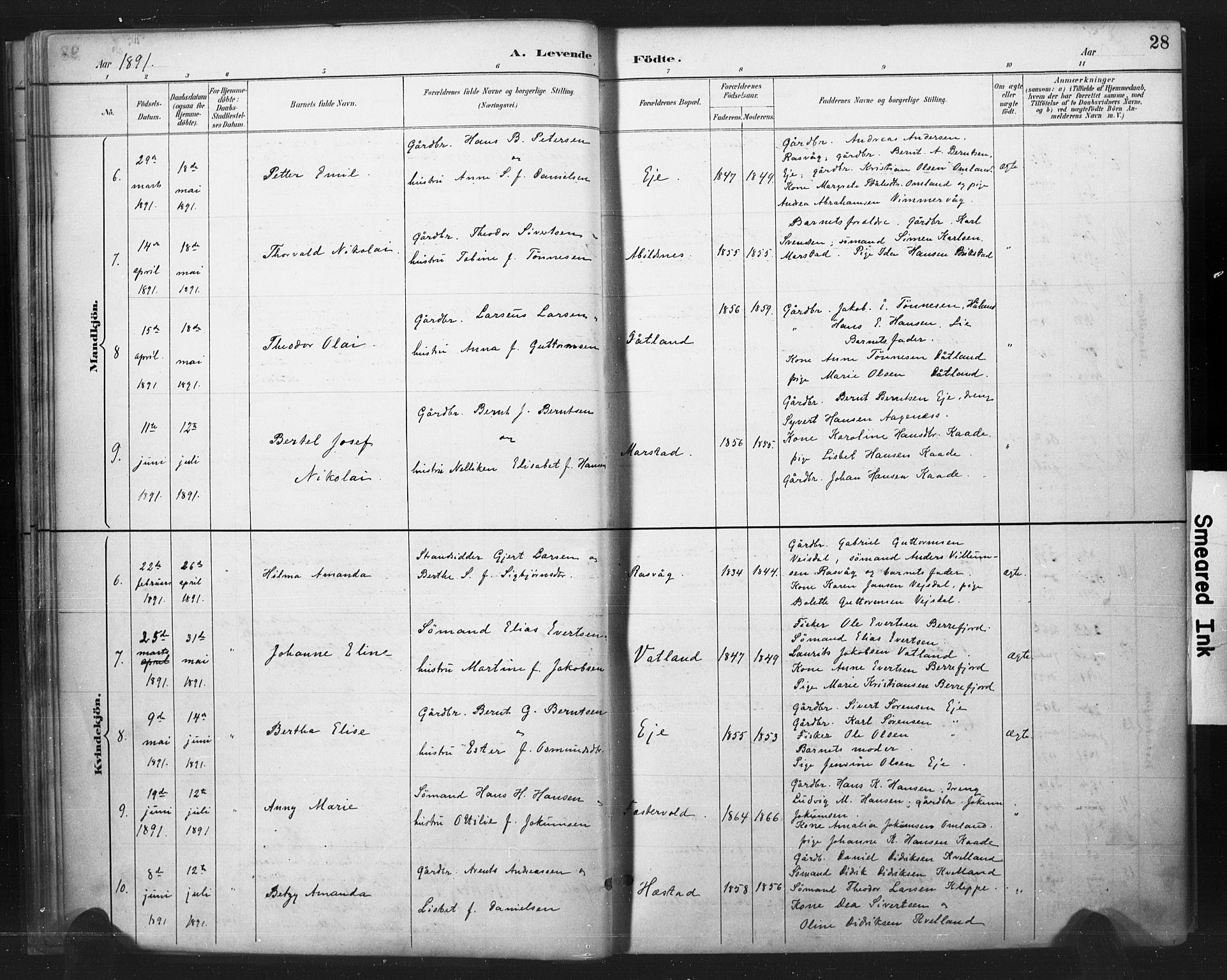 Flekkefjord sokneprestkontor, AV/SAK-1111-0012/F/Fa/Fab/L0006: Ministerialbok nr. A 6, 1886-1901, s. 28