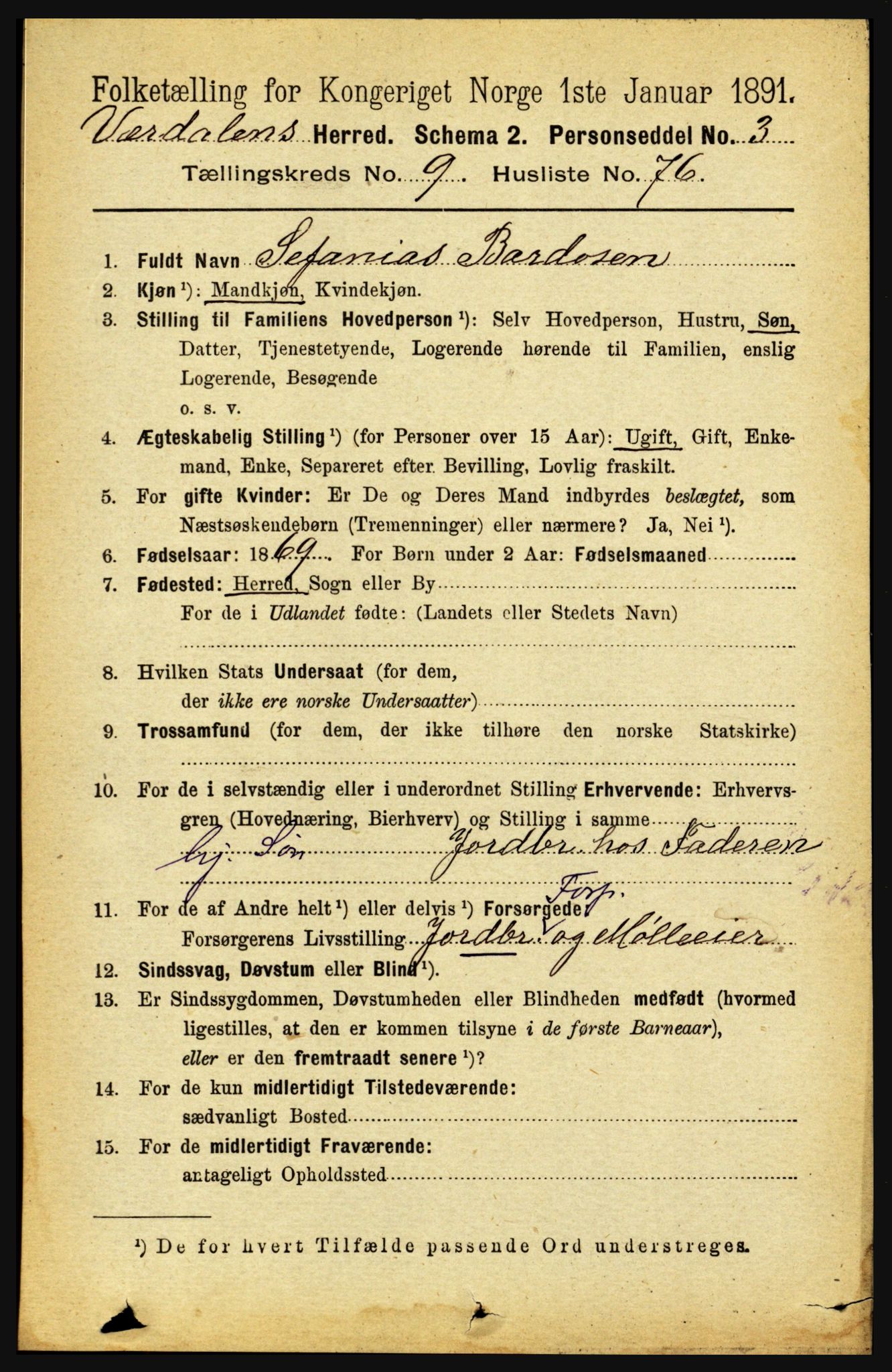 RA, Folketelling 1891 for 1721 Verdal herred, 1891, s. 5492