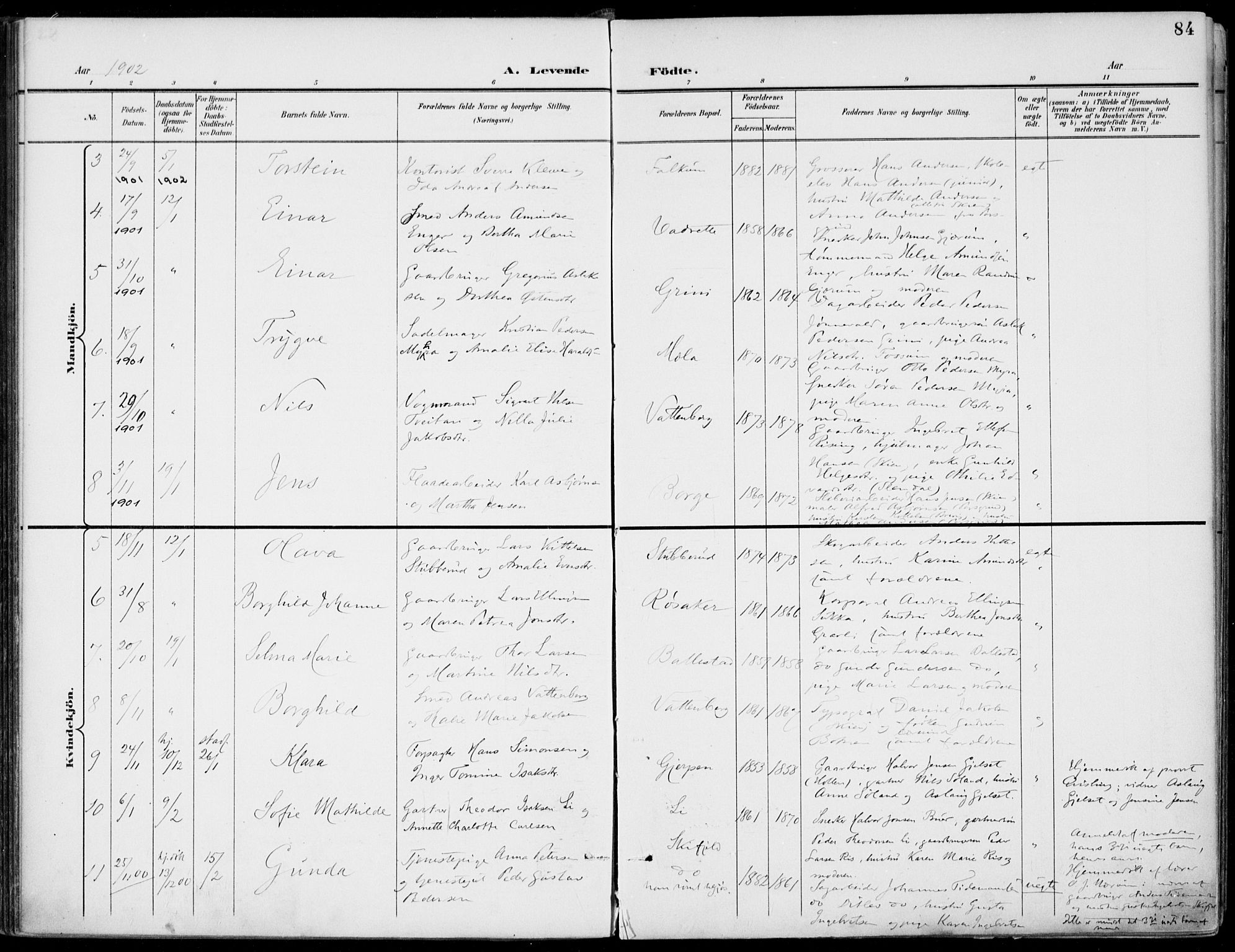 Gjerpen kirkebøker, AV/SAKO-A-265/F/Fa/L0011: Ministerialbok nr. I 11, 1896-1904, s. 84