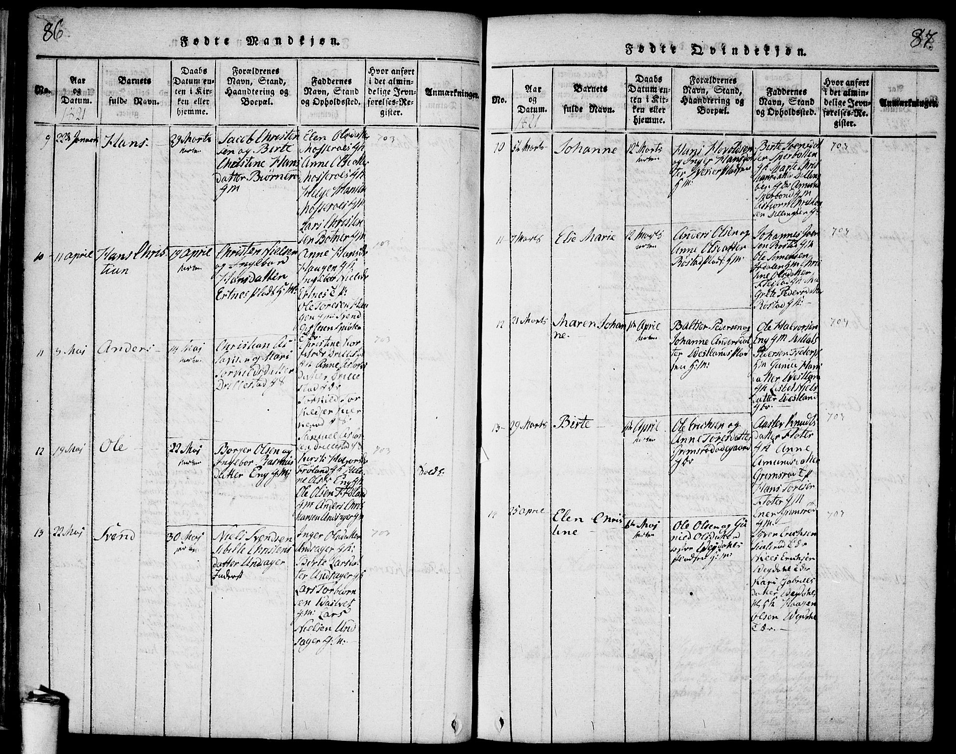 Våler prestekontor Kirkebøker, AV/SAO-A-11083/F/Fa/L0005: Ministerialbok nr. I 5, 1815-1839, s. 86-87
