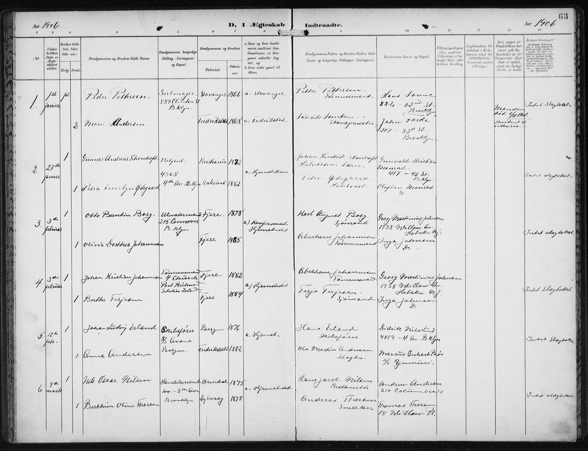 Den norske sjømannsmisjon i utlandet/New York, AV/SAB-SAB/PA-0110/H/Ha/L0005: Ministerialbok nr. A 5, 1902-1908, s. 63