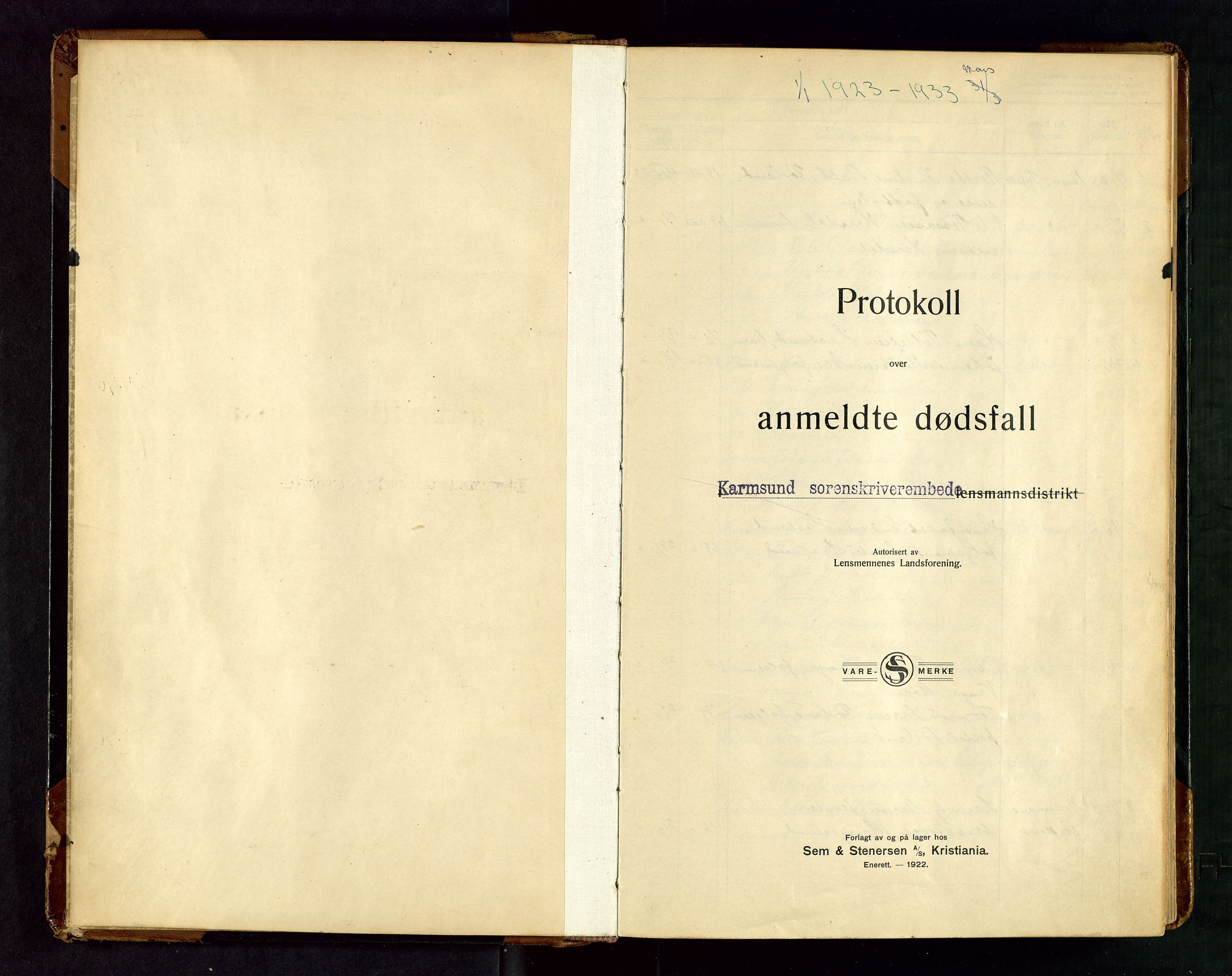 Karmsund sorenskriveri, SAST/A-100311/01/IV/IVAB/L0005: DØDSFALLSPROTOKOLL, 1923-1933