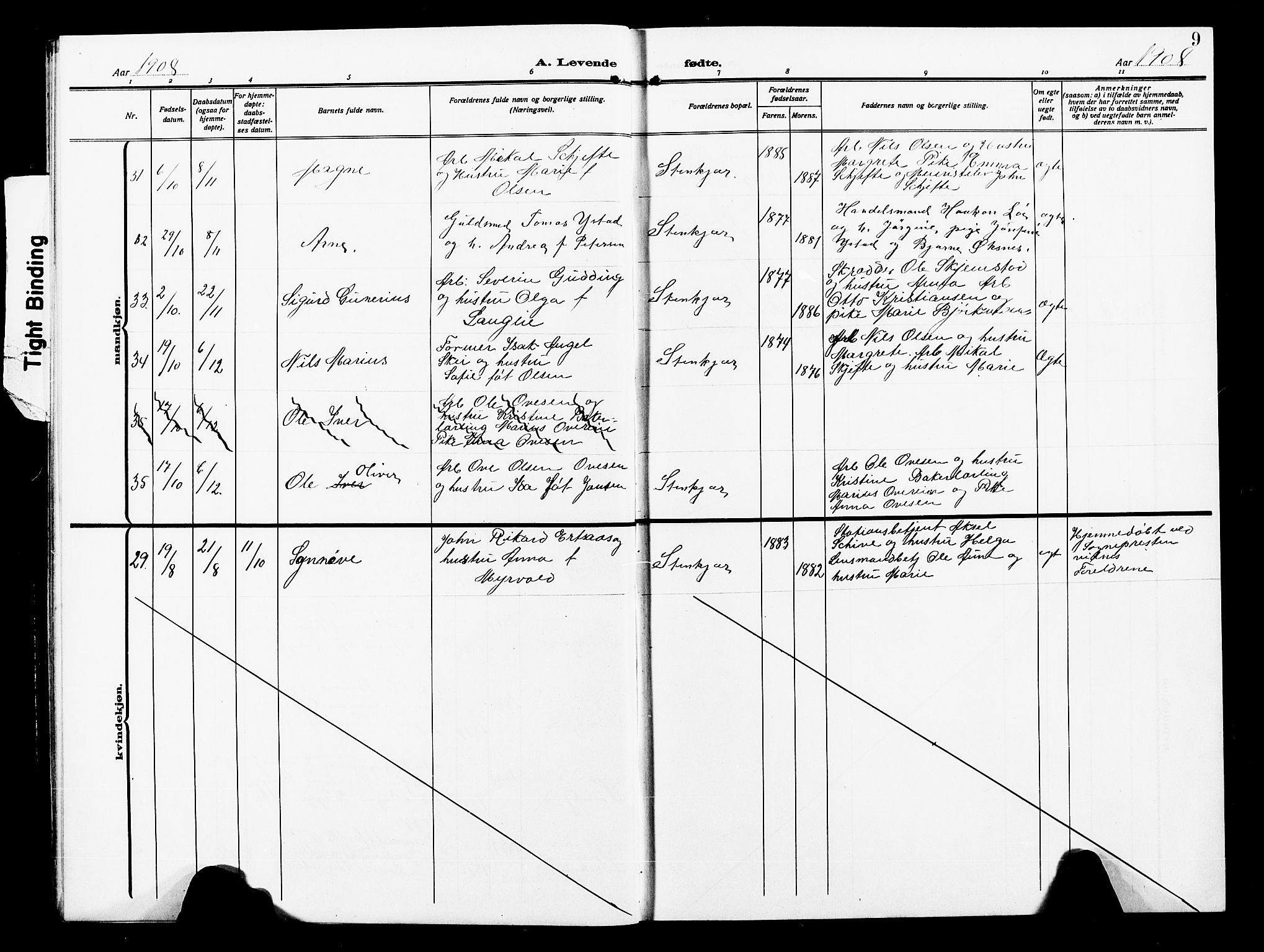 Ministerialprotokoller, klokkerbøker og fødselsregistre - Nord-Trøndelag, AV/SAT-A-1458/739/L0376: Klokkerbok nr. 739C04, 1908-1917, s. 9